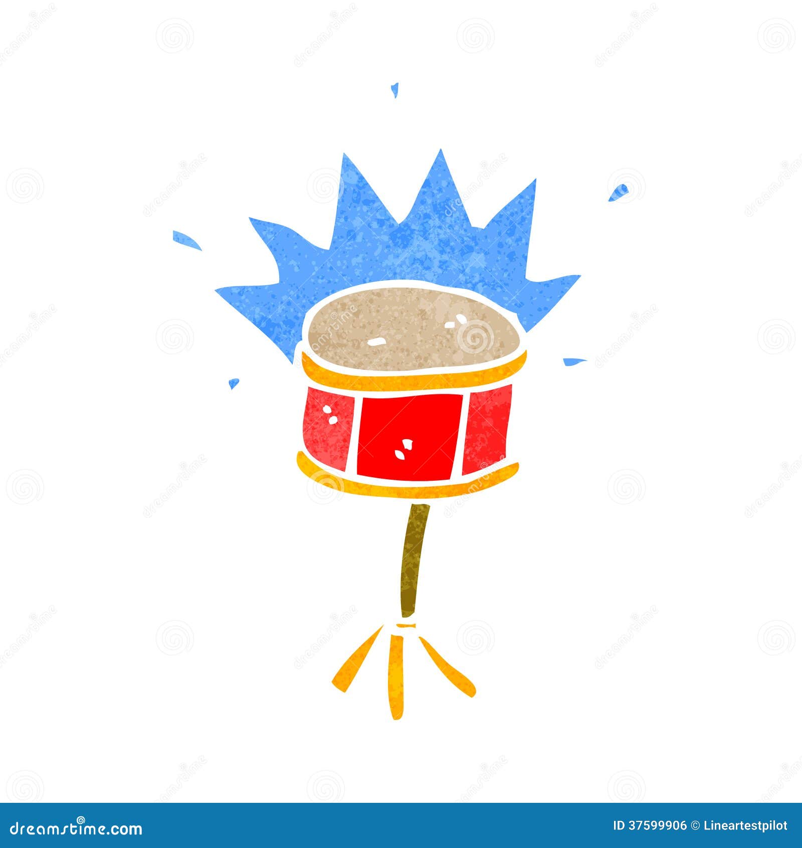 Retro cartoon snare drum stock vector. Illustration of cute - 37599906