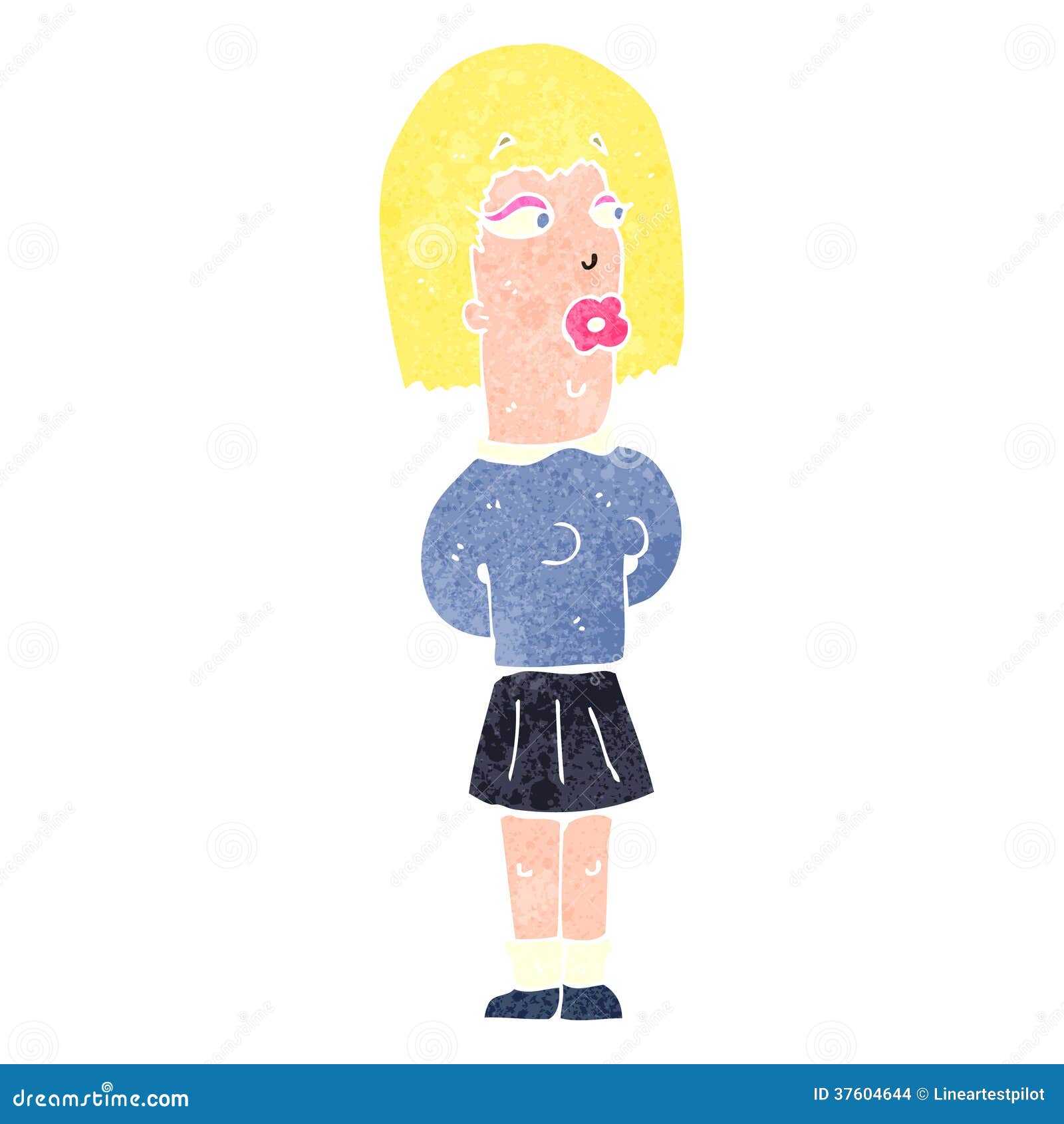 Retro cartoon ugly woman stock illustration. Illustration of texture