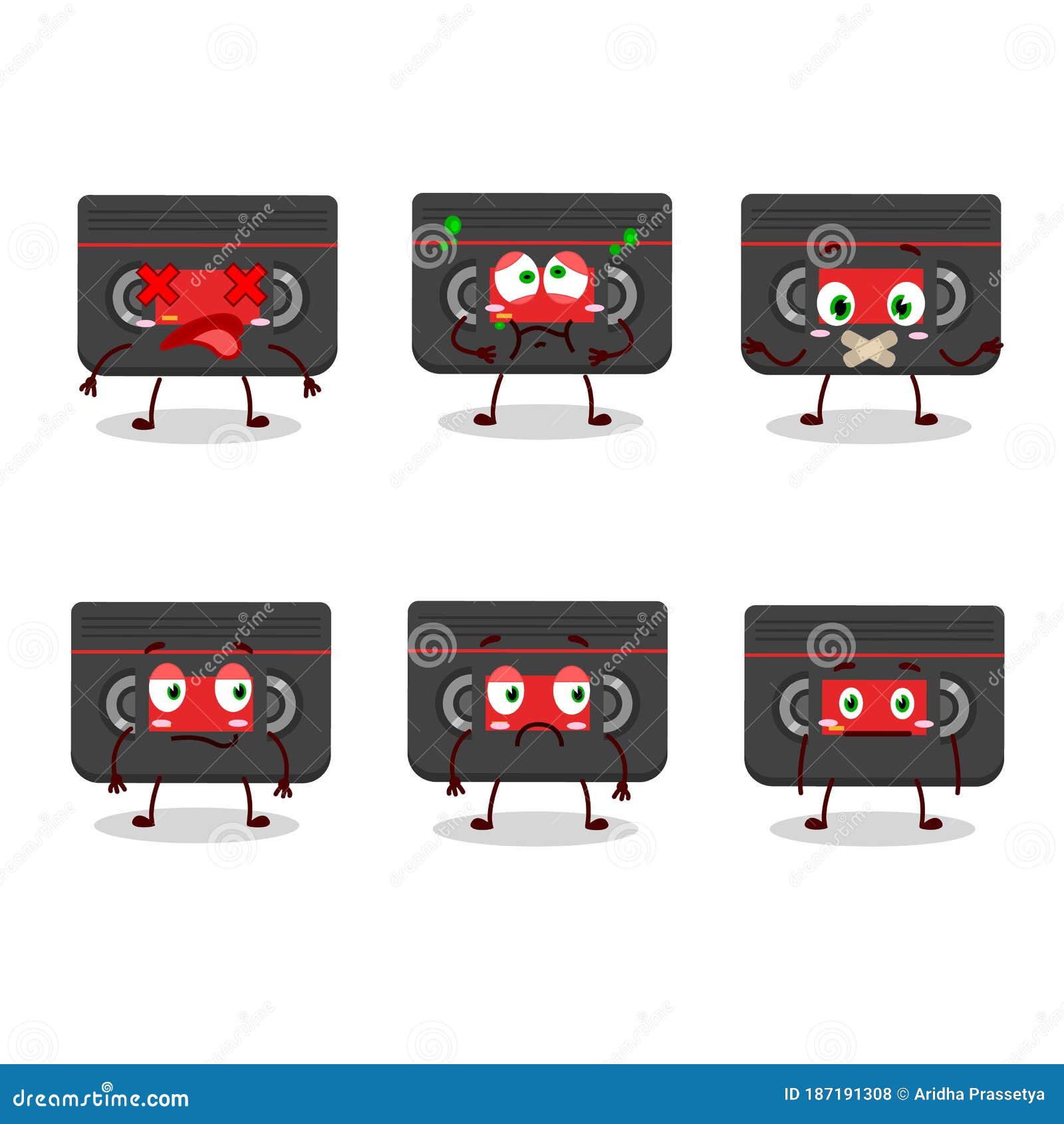 Retro Cassette Cartoon Character with Nope Expression Stock Vector