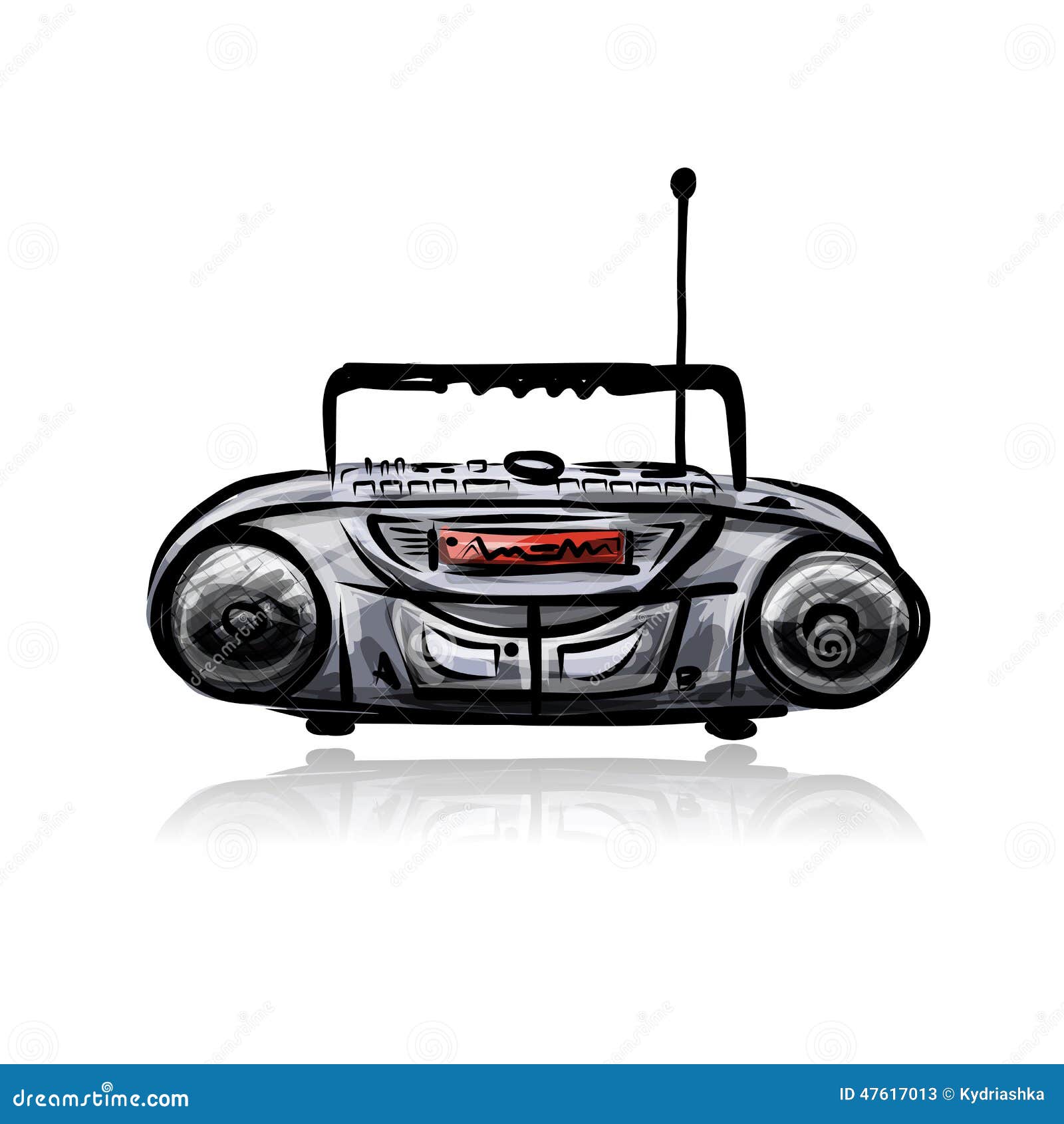 Retro Cassette Recorder, Sketch for Your Design Stock Vector