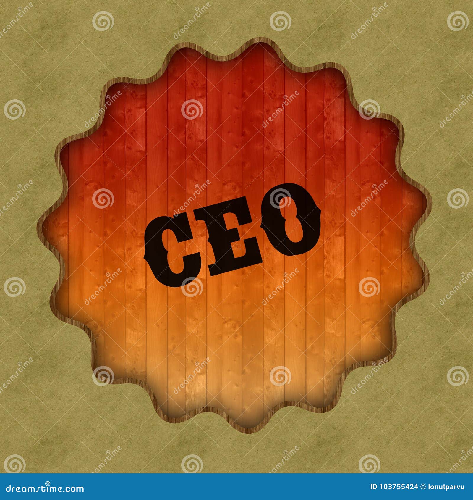 Retro CEO Text on Wood Panel Background. Stock Illustration