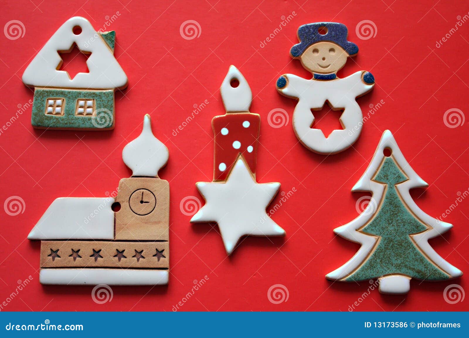 Retro Ceramic Christmas Decorations Stock Photo Image of december