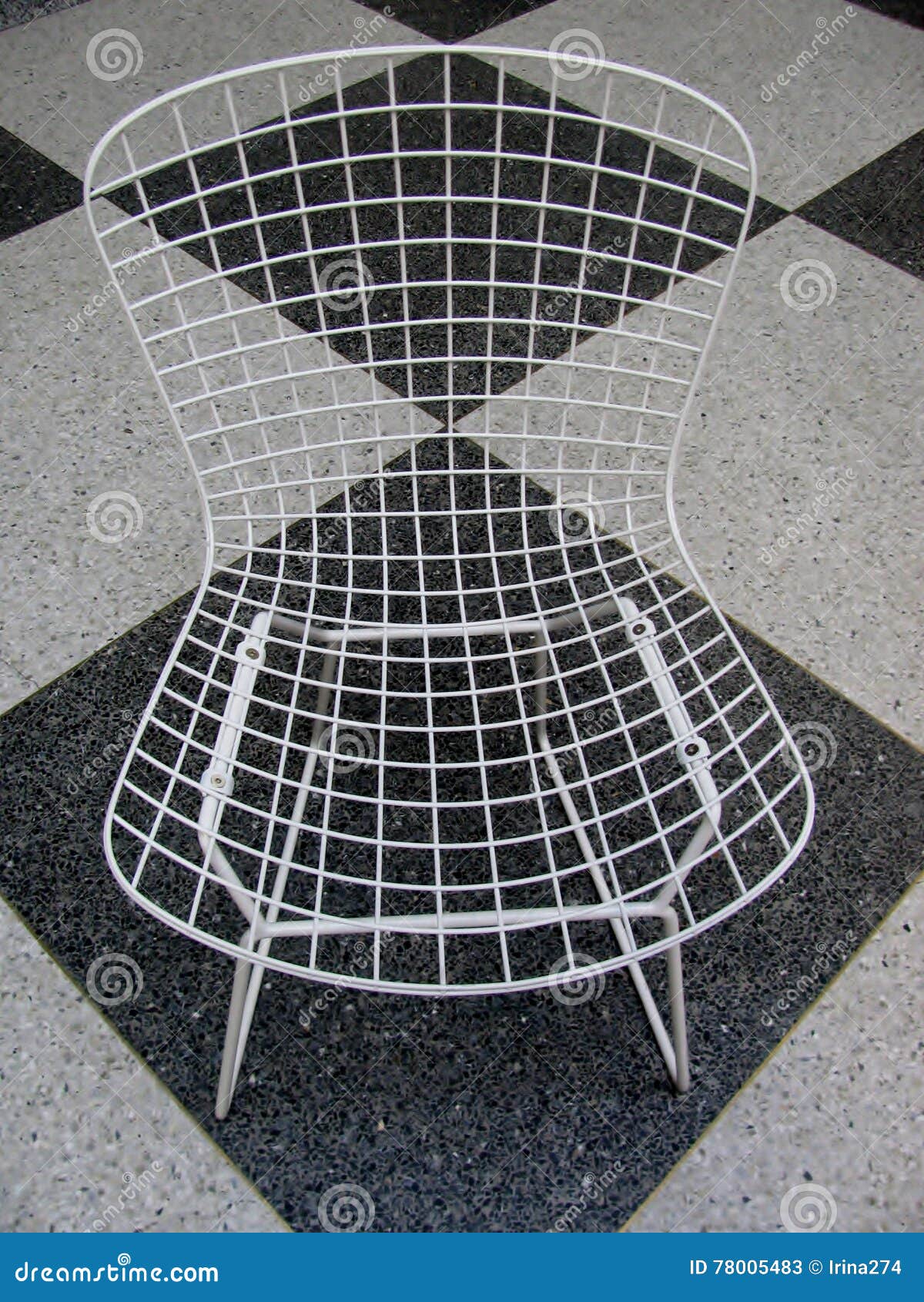 Retro Chair on Black and White Checkered Floor Stock Image Image of