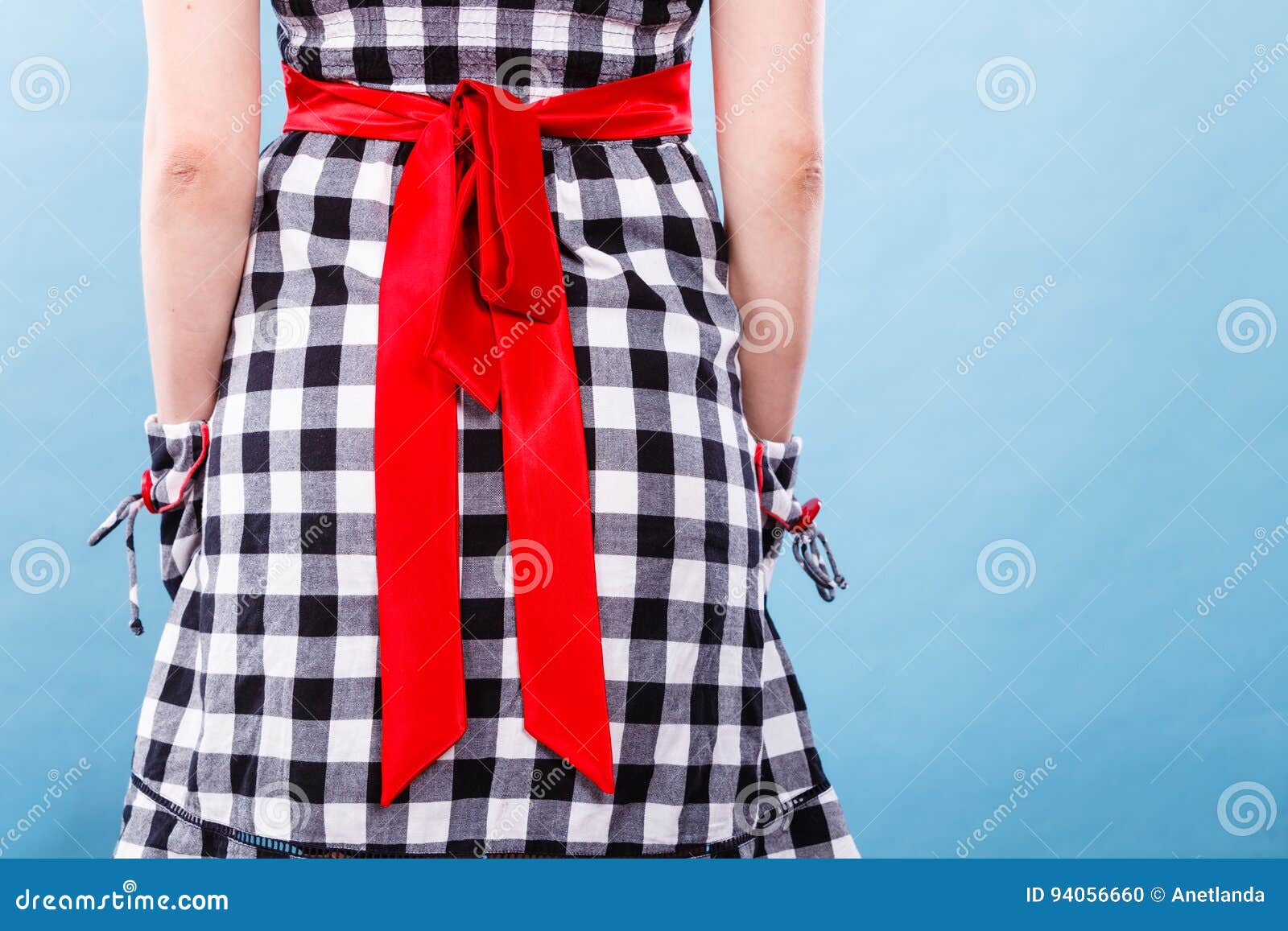 red and black check frock