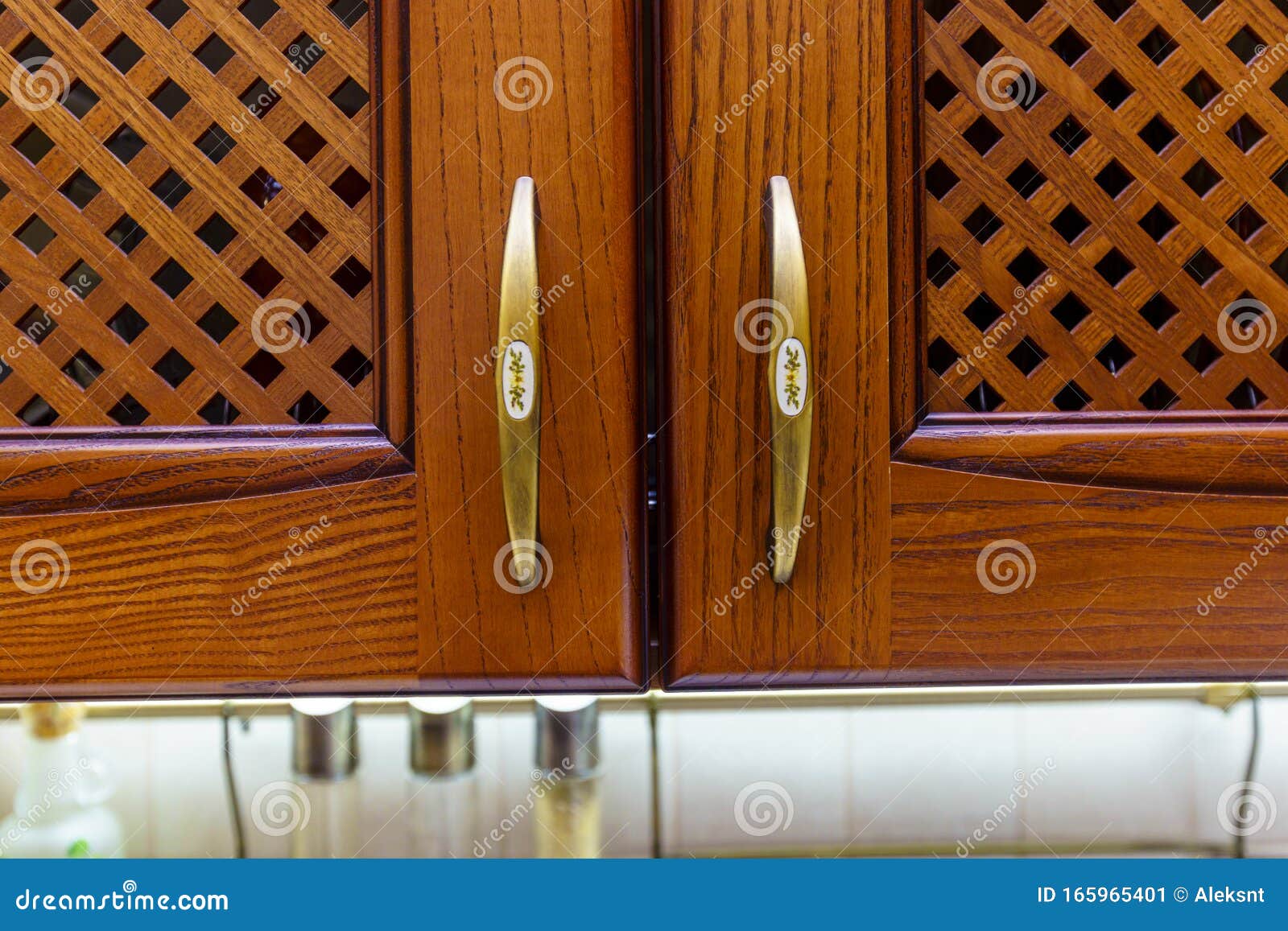 Retro Cherry Wood Kitchen Doors Stock Image Image of light, metal