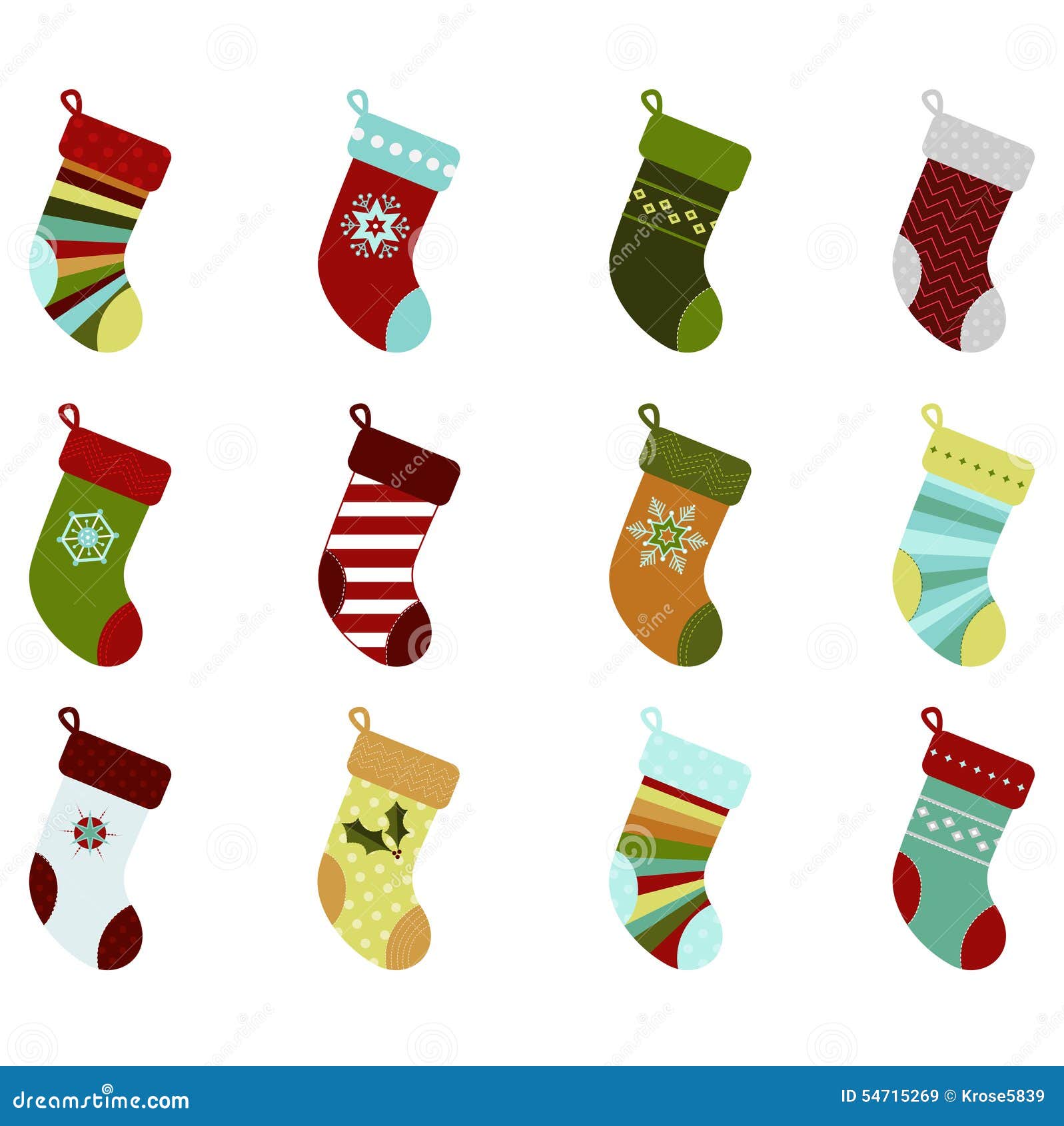 Retro Christmas Stockings stock vector. Illustration of stocking - 54715269