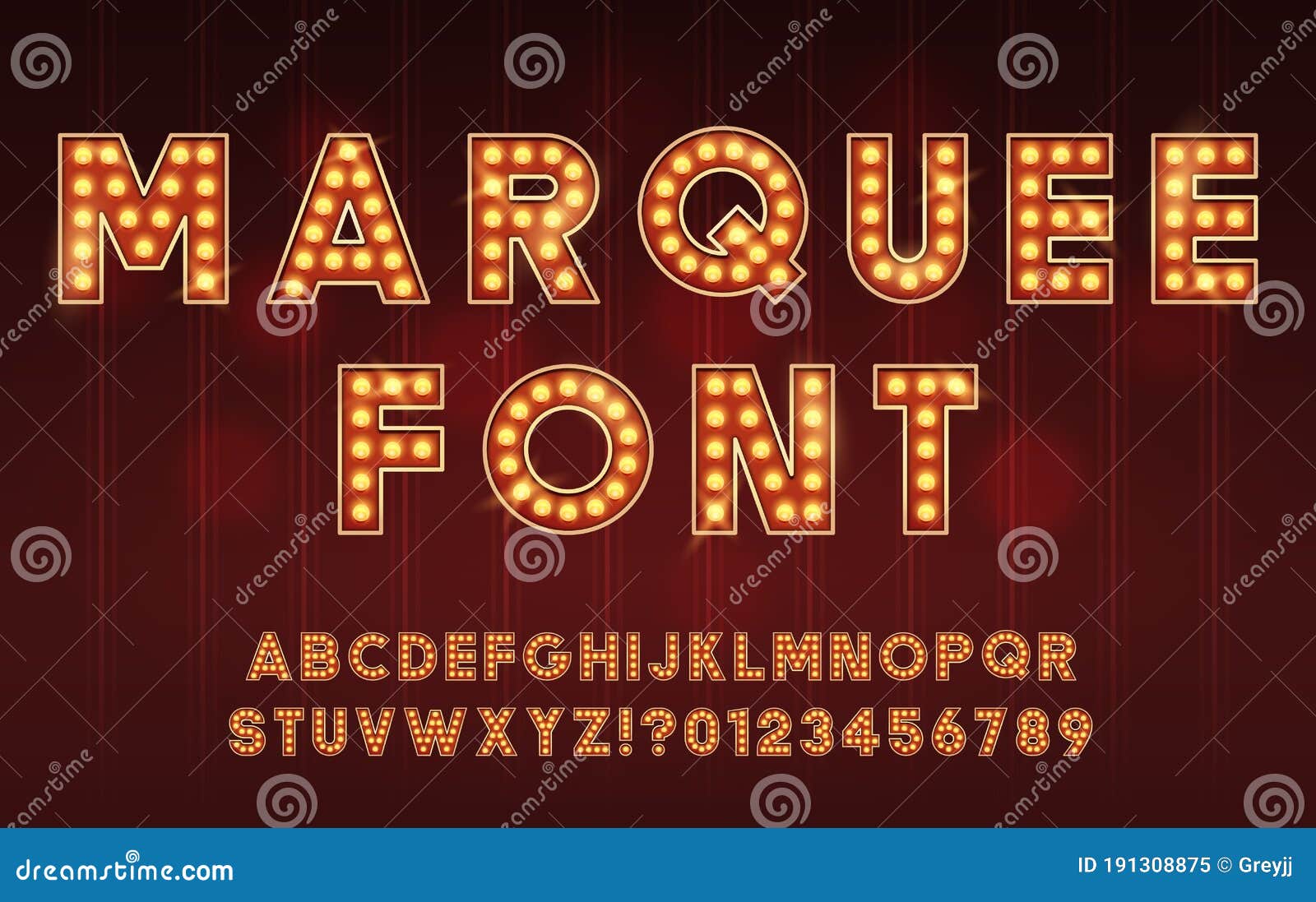retro cinema or theater shows marquee font for dark background