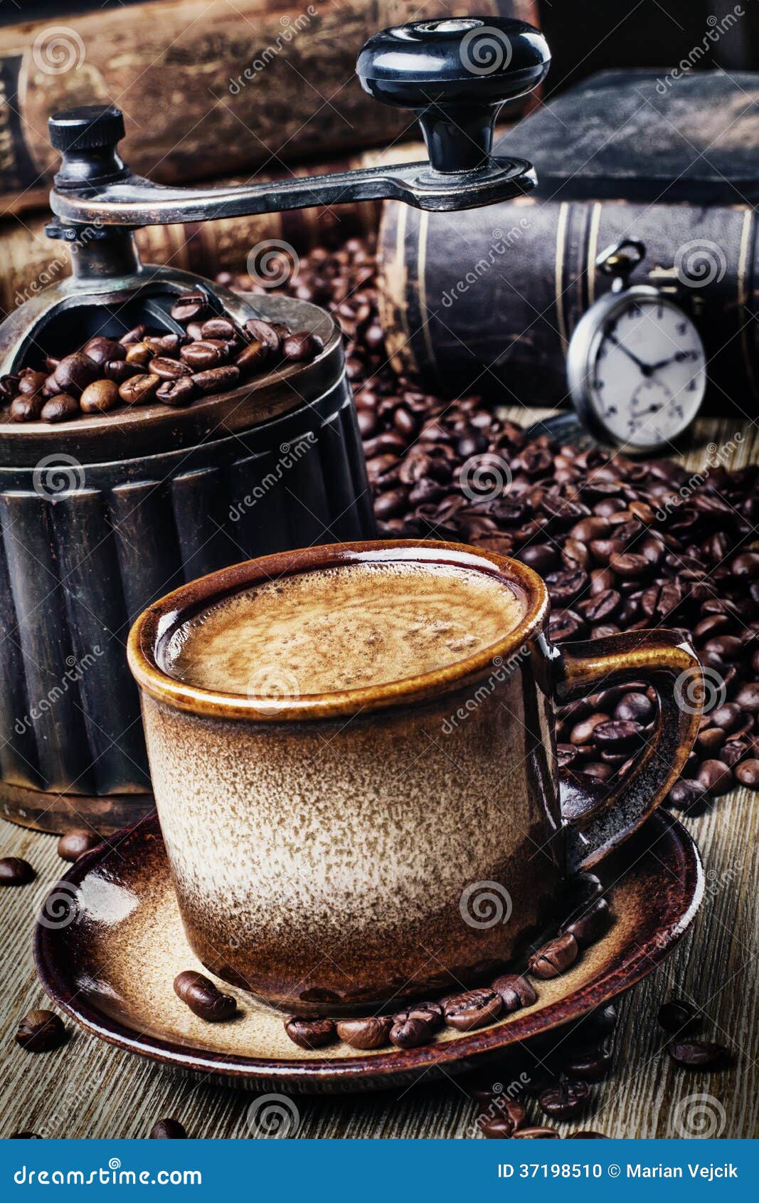 Retro coffee stock photo. Image of closeup, beams, bean