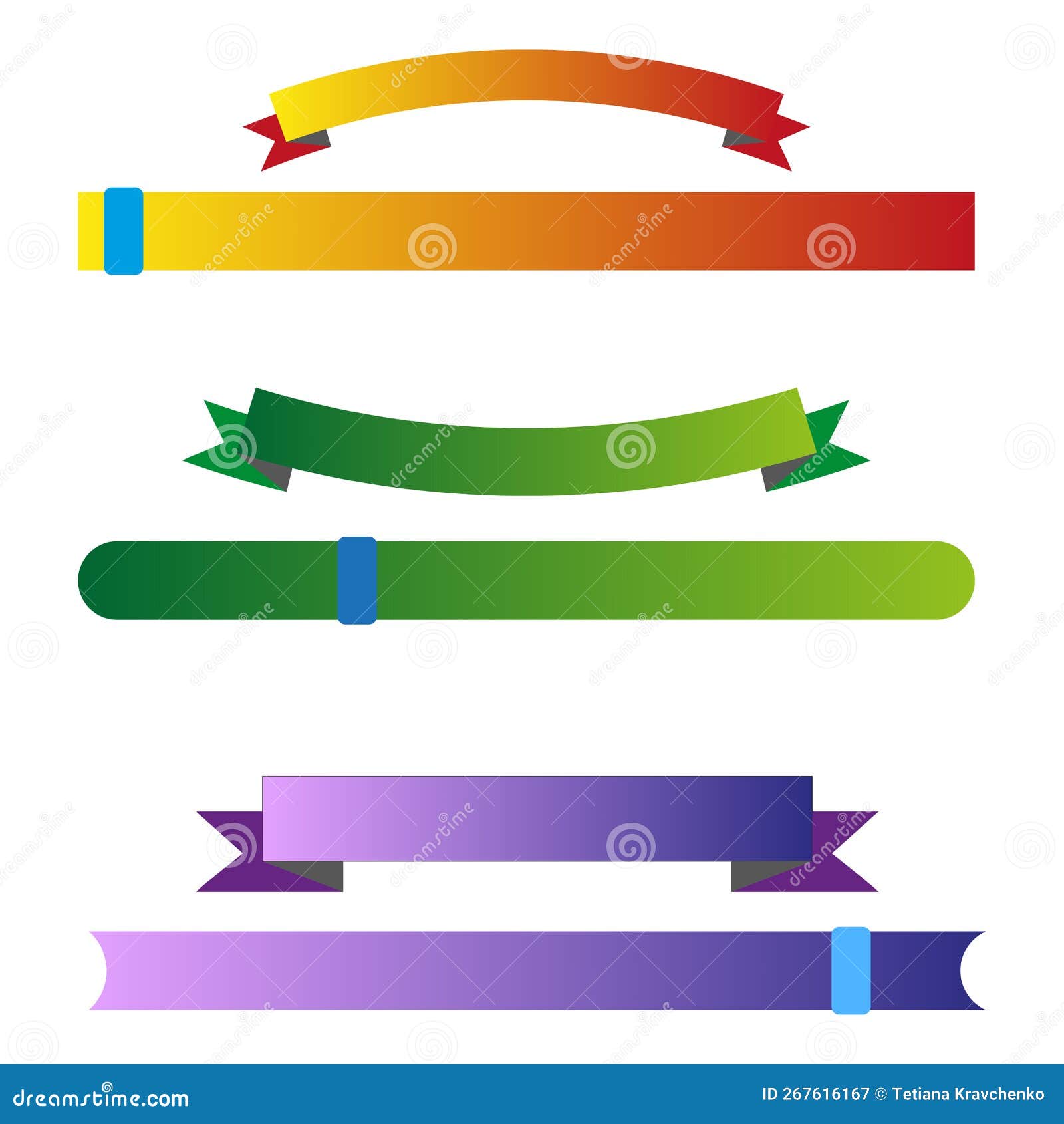 Retro Colored Ribbons Pennants. Funny Line Frame Ribbon. Vector Illustration Stock Illustration