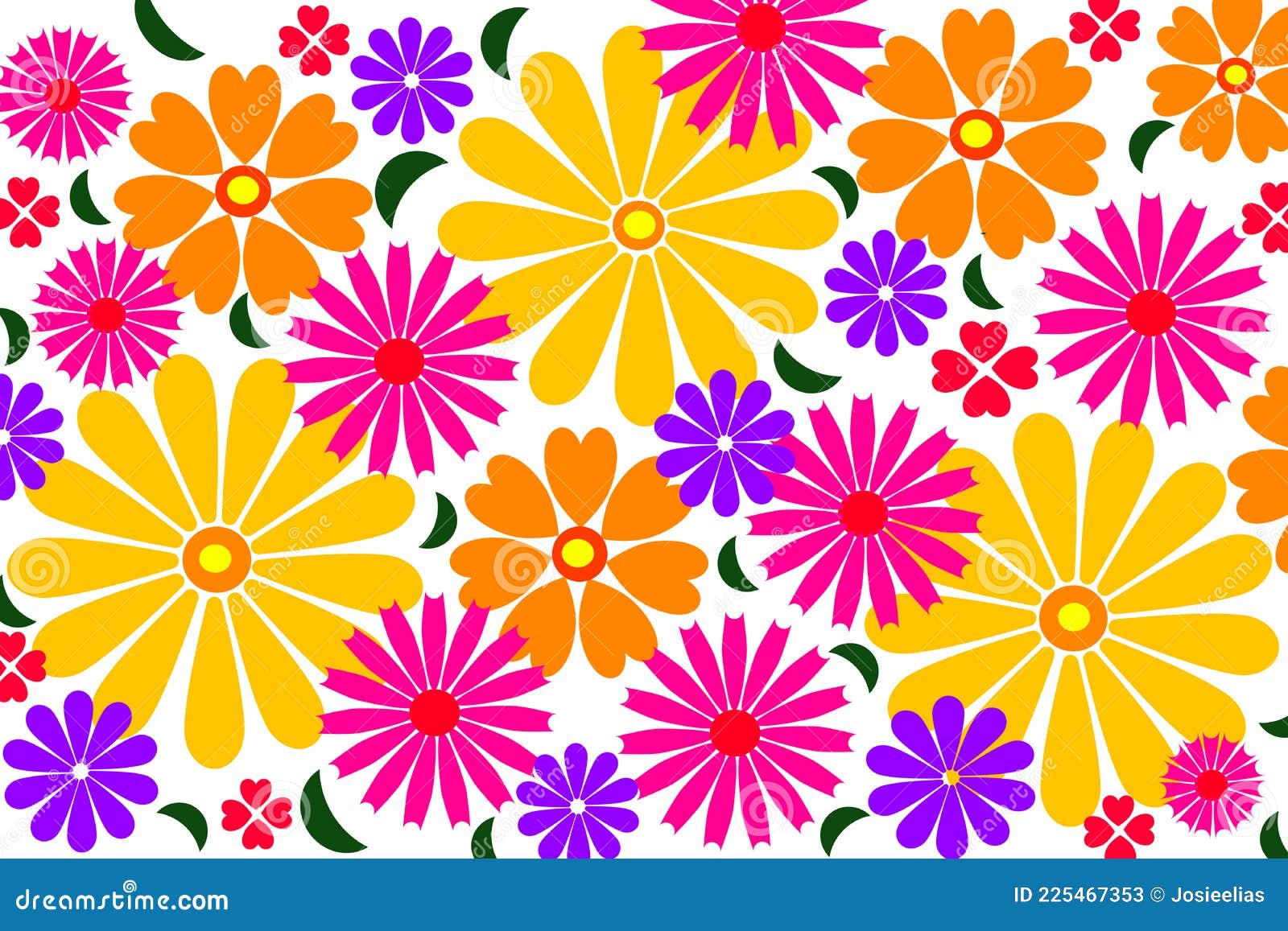 Flower Power, Colourful Nature Wallpaper Stock Illustration - Illustration  of decorative, background: 225467353