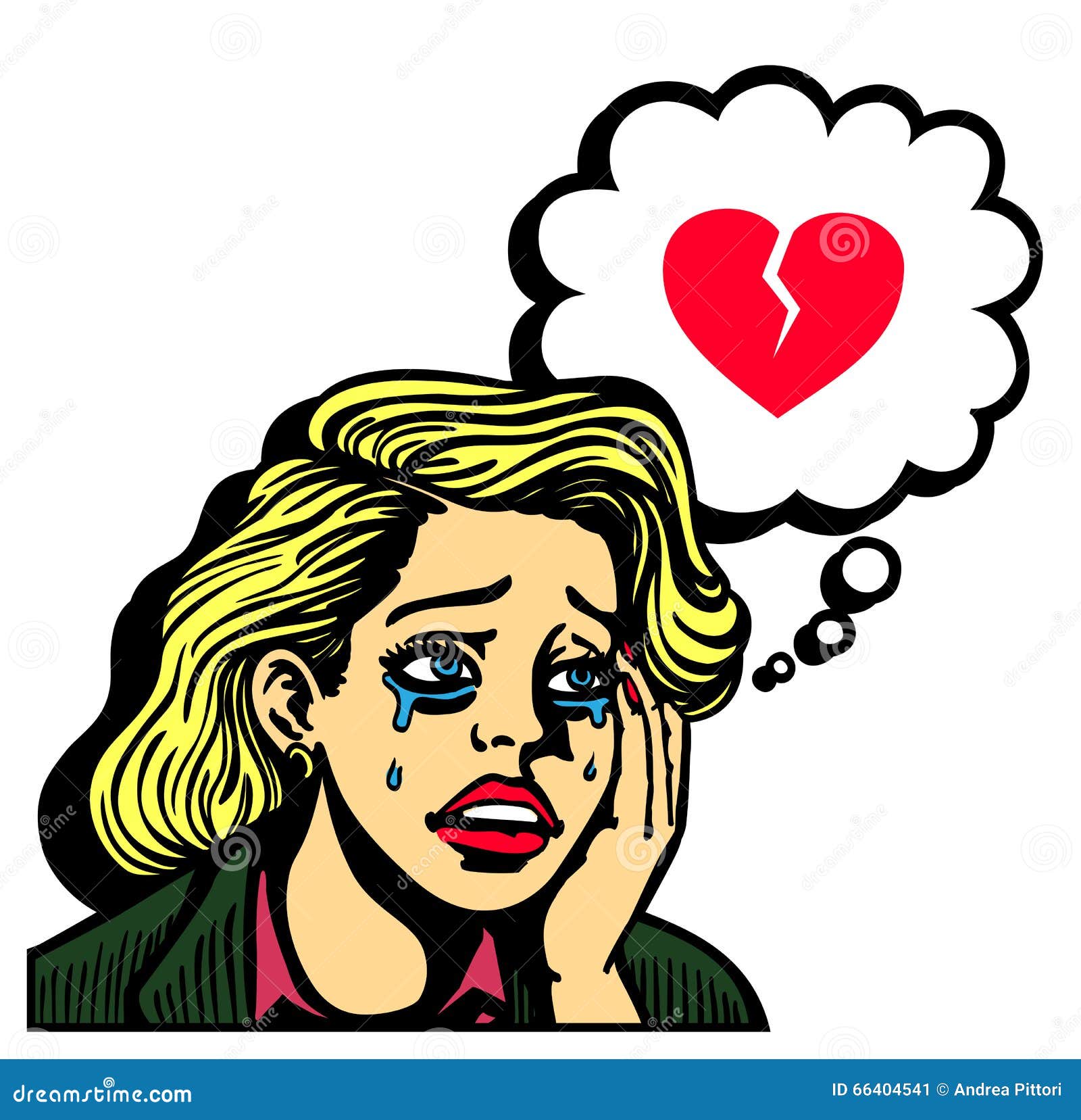 retro comic book pop art girl crying broken-hearted 
