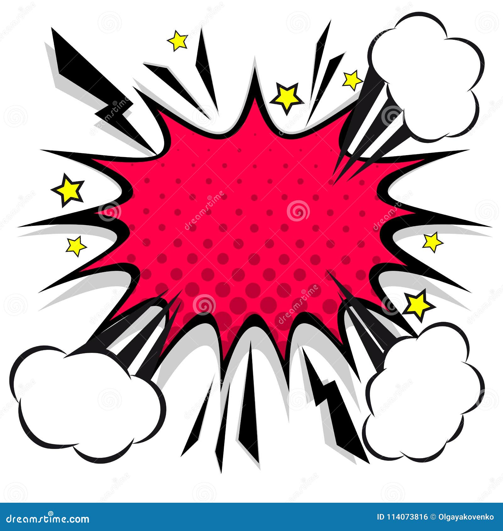 Retro Comic Design Speech Bubbles. Flash Explosion with Clouds Stock ...