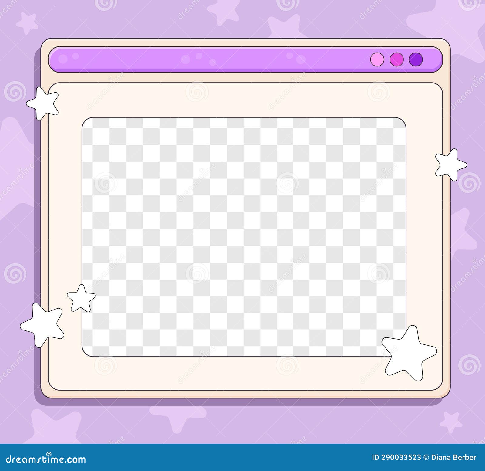 retro computer open window, dialog screen with empty frame for pictures