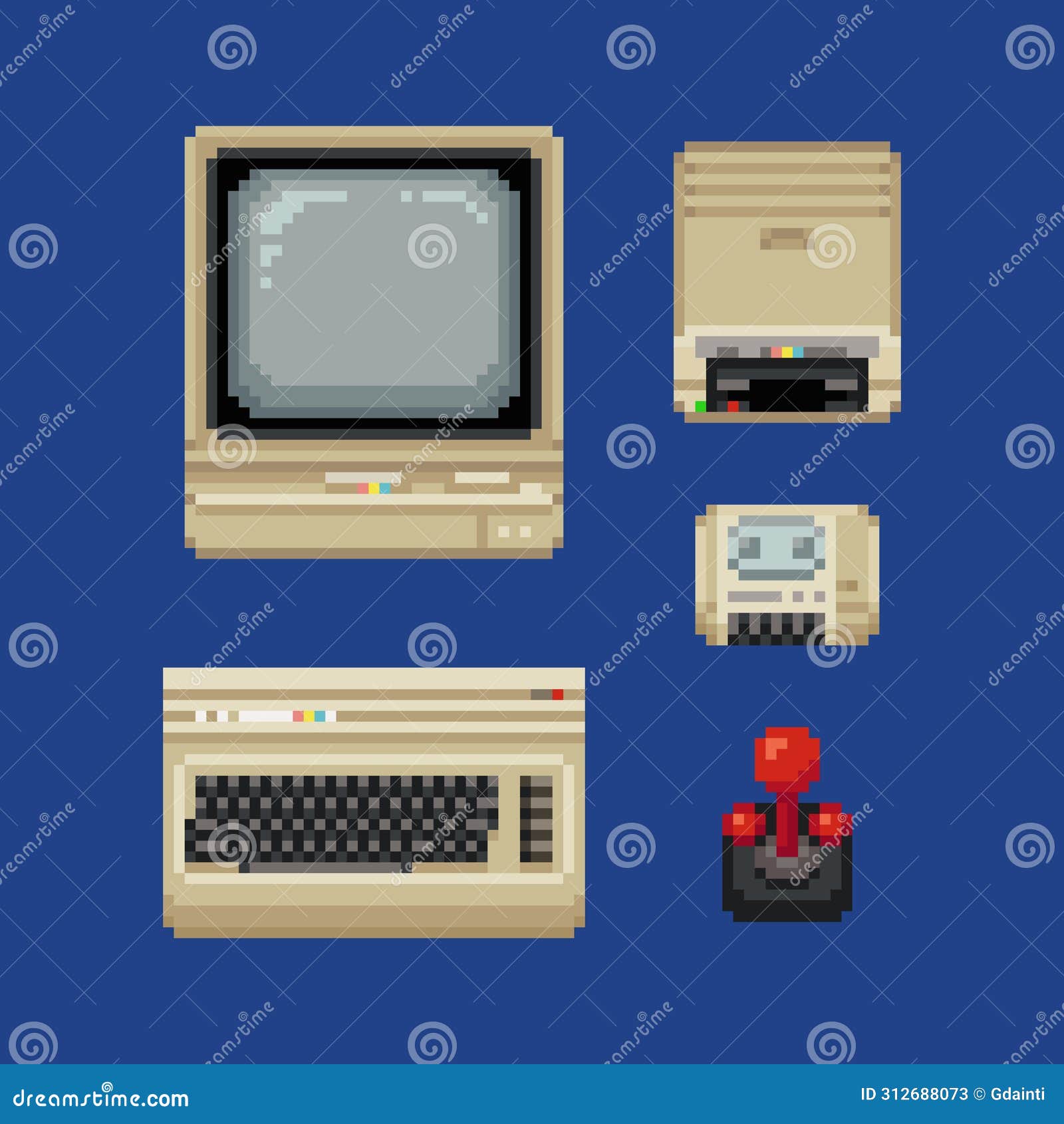 retro computer pixel art style icons set. stickers old school . video game 64 bit sprite. retro computer, floppy