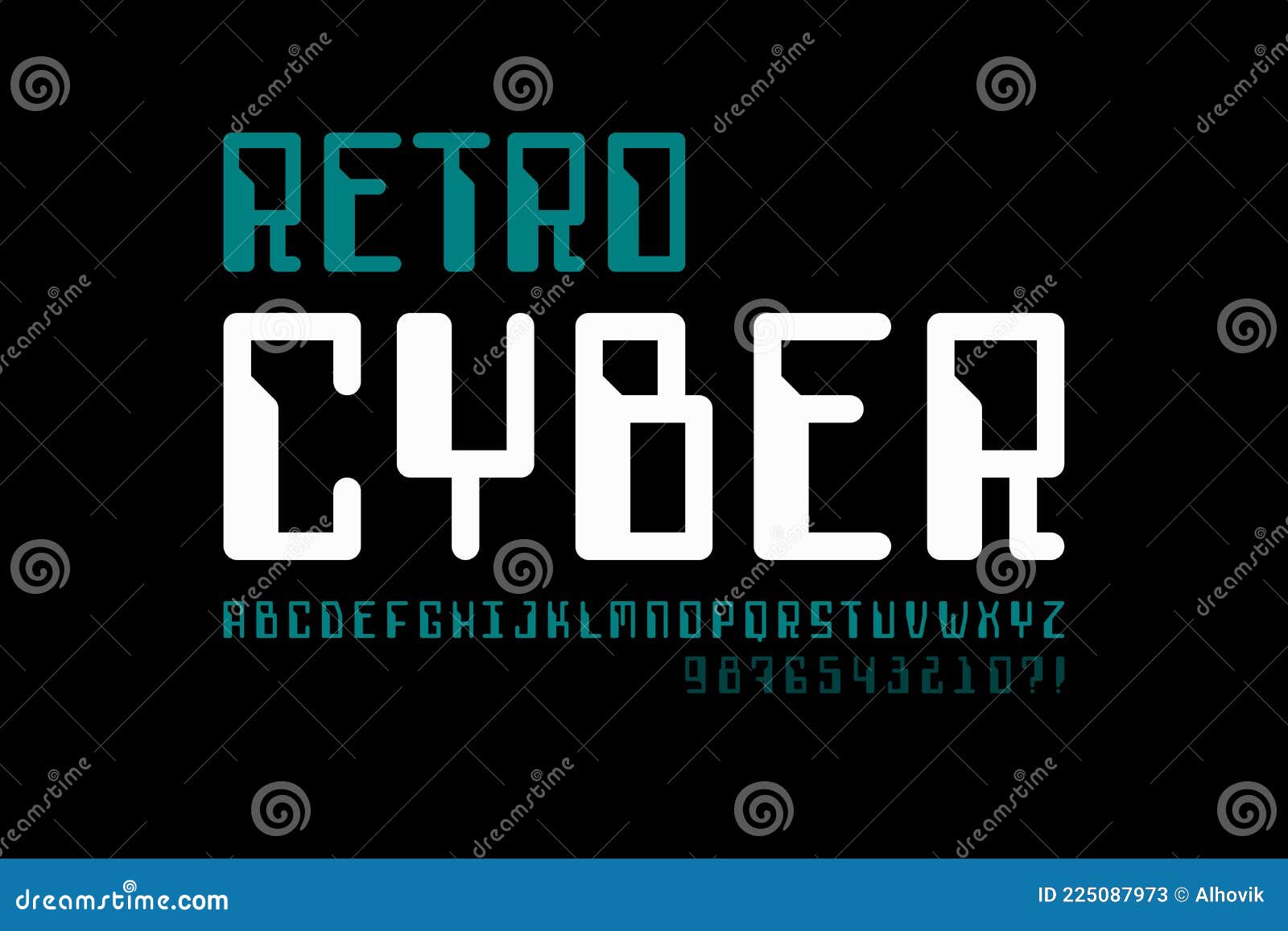 Retro computer style font stock vector illustration of matrix 225087973