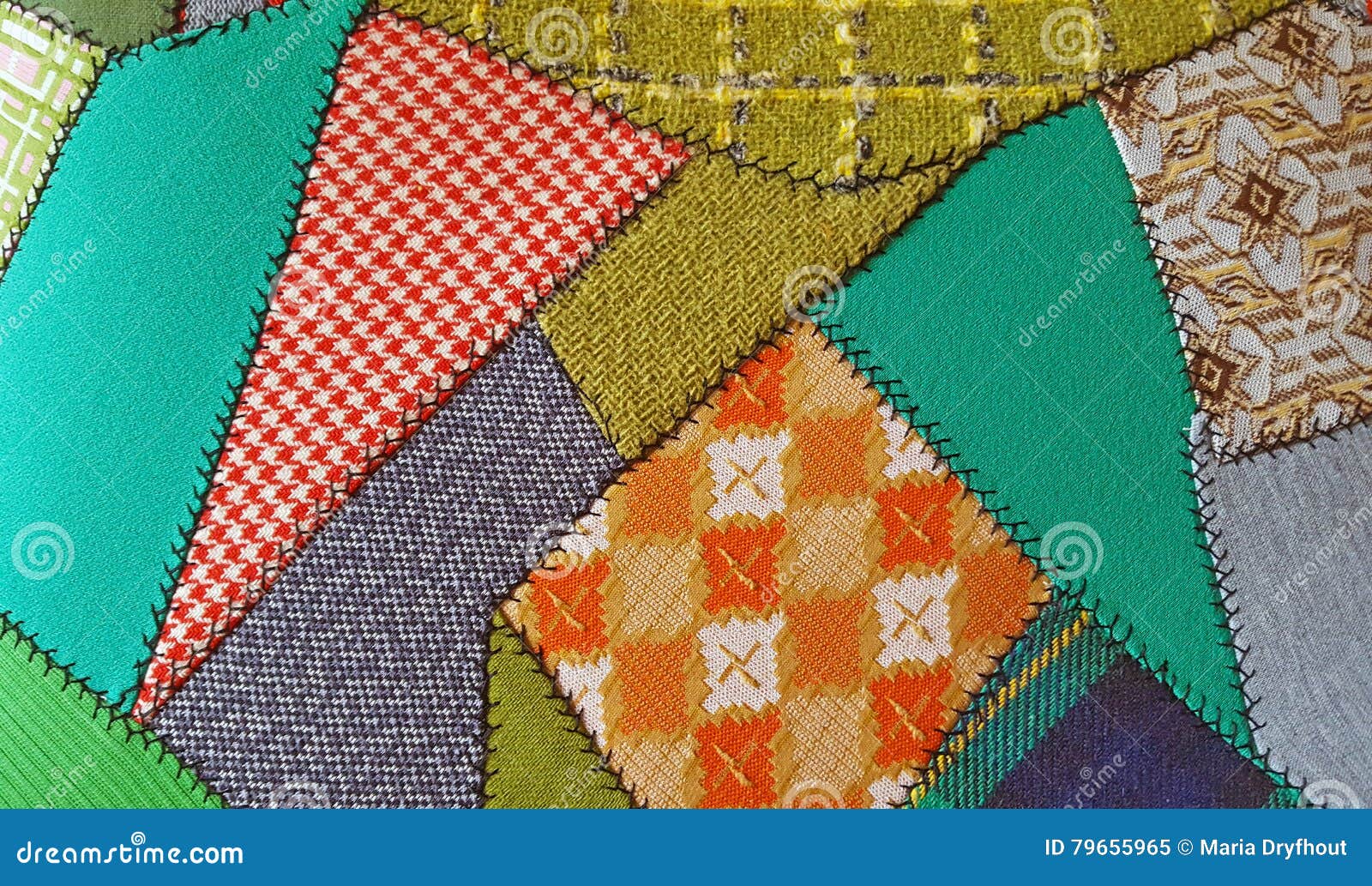 Retro Crazy Patchwork Quilt Stock Image Image of bold, quilt 79655965