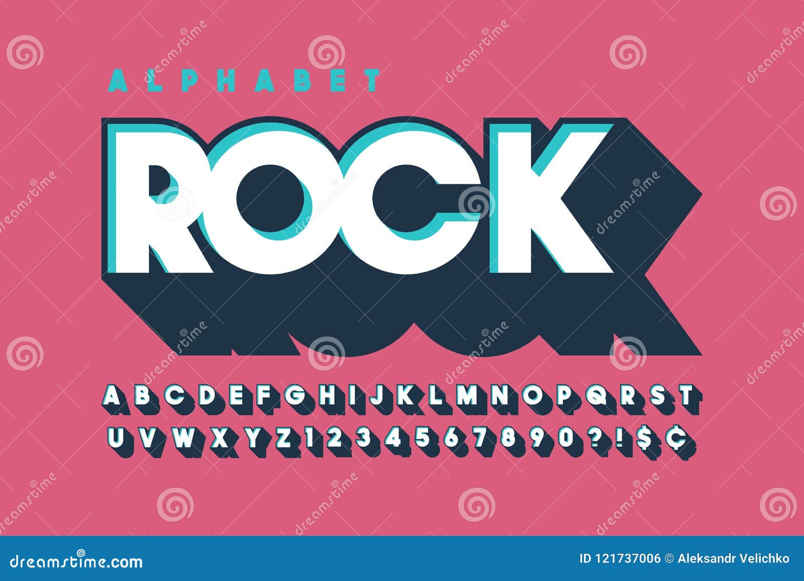 retro 3d display font , alphabet, letters