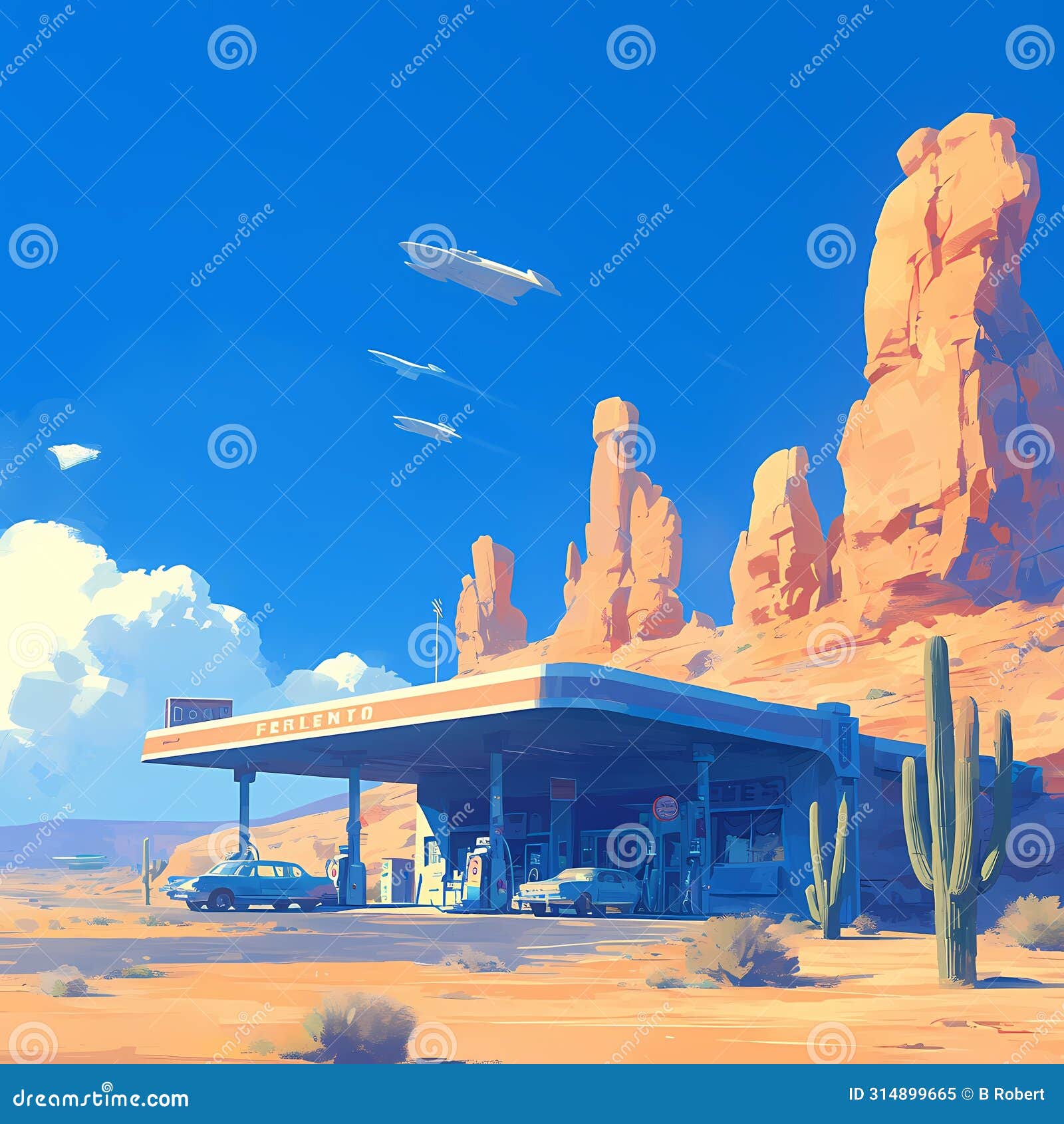 Retro Desert Adventure Awaits! Stock Illustration - Illustration of 