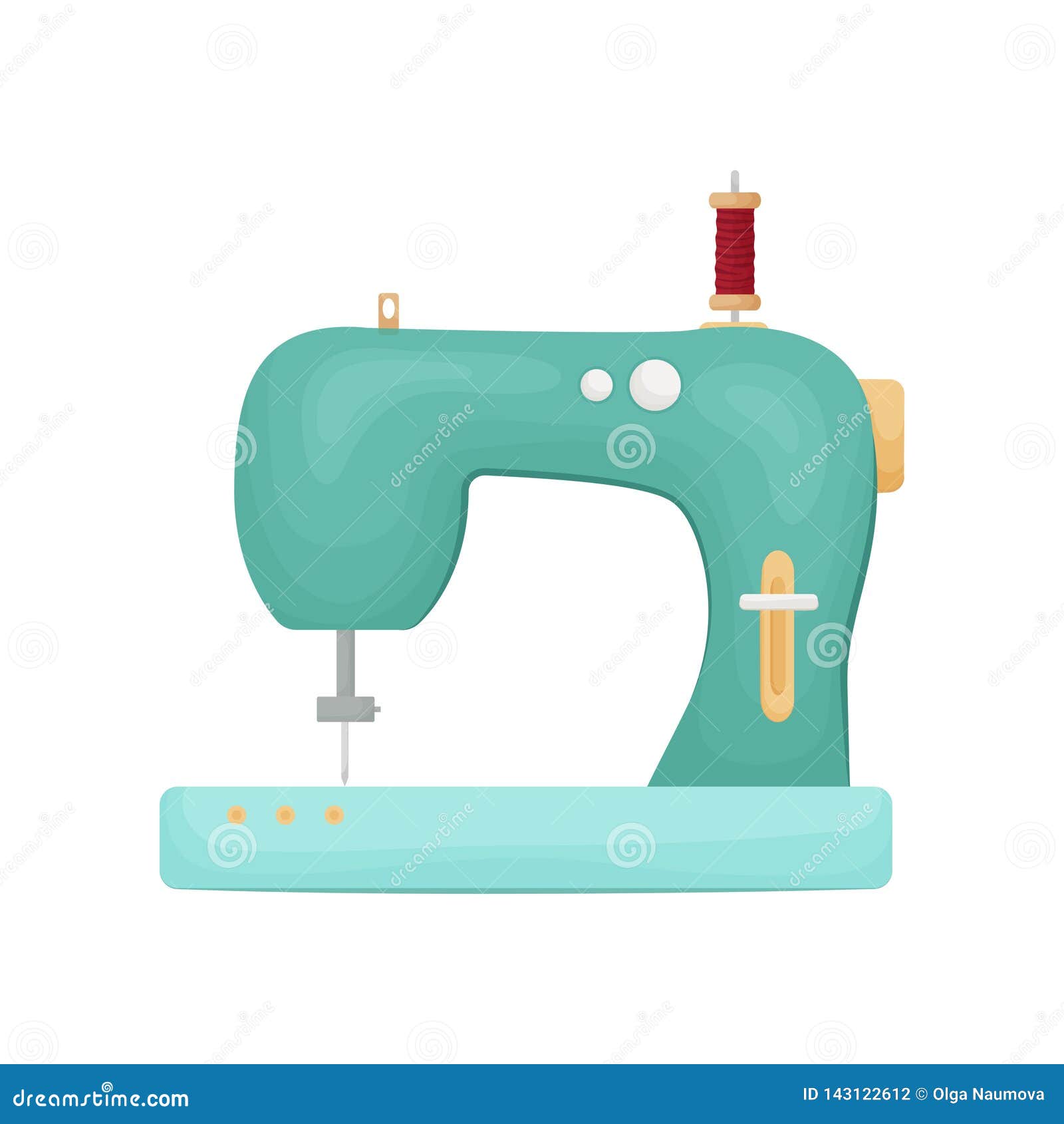 Download Retro Designed Model Of Sewing Machine In Green Color Isolated On White Background Stock Vector ...