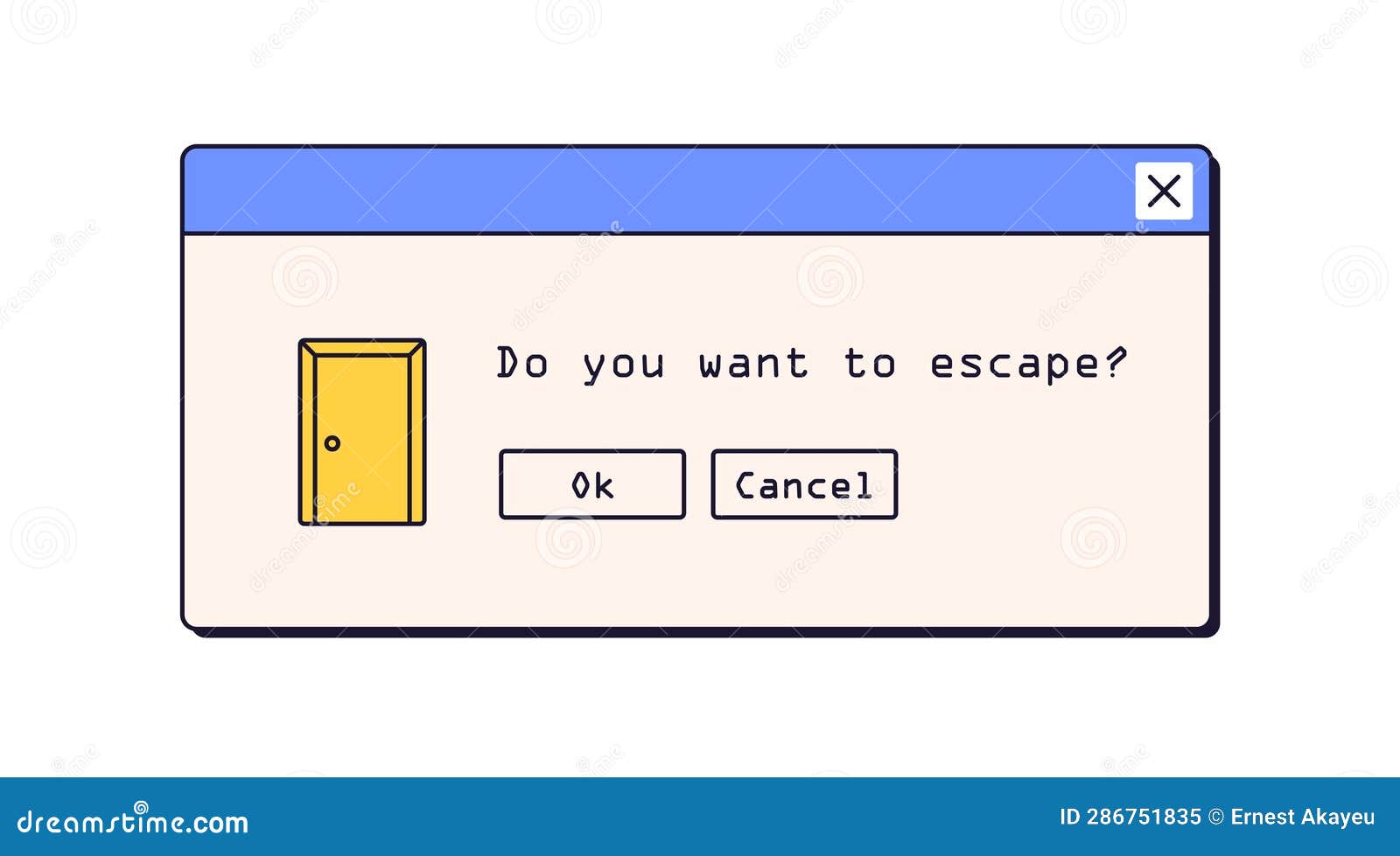 Retro Dialog Window, Computer Message Box in 90s, 00s Design Style