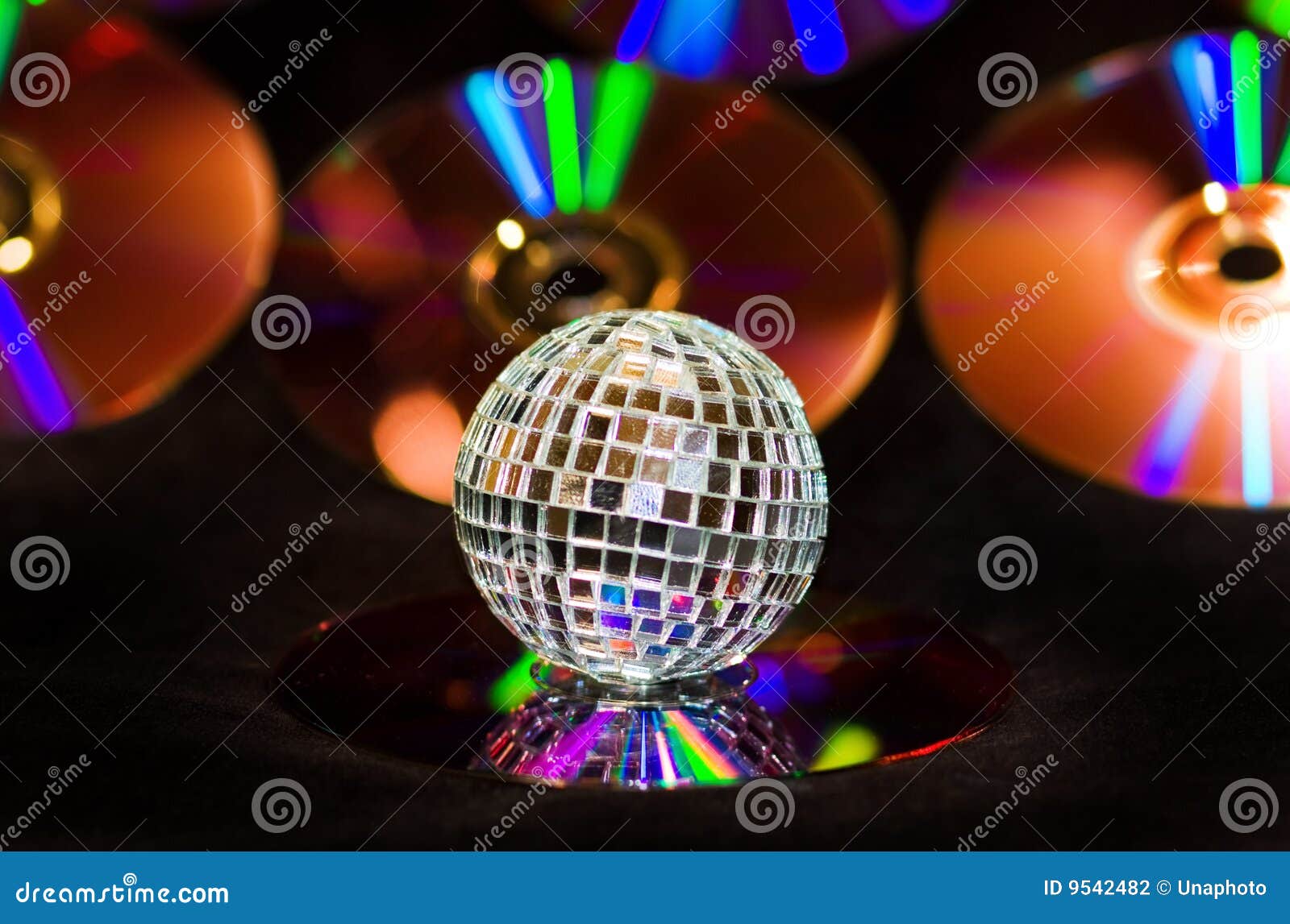 Retro Disco Ball with Music CDs Stock Photo - Image of ball, vibrant: