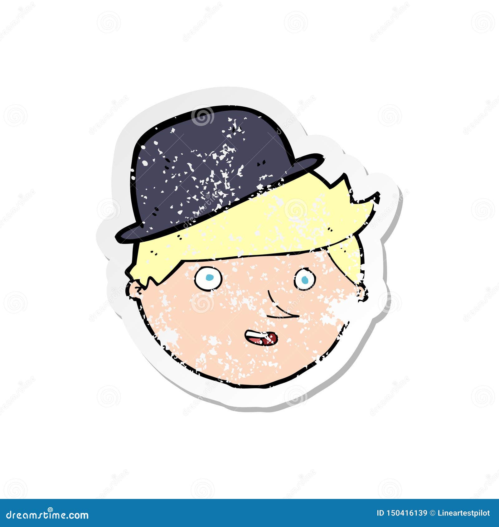 Sticker Man Male Boy Wearing British Bowler Hat Cartoon Art Illustration  Artwork Drawing Doodle Character Design Distressed Grunge Worn Old 1980  Eighties 1980s Hand Stock Illustrations – 9 Sticker Man Male Boy