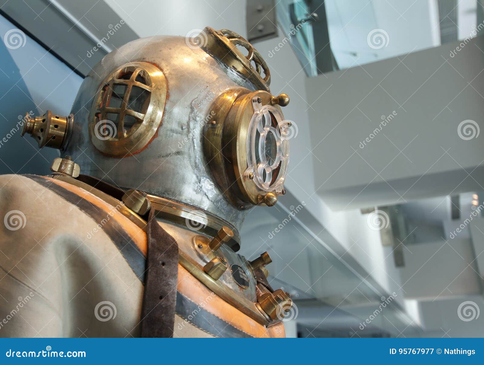 Retro diving suit stock image. Image of metal, dive, brass 95767977