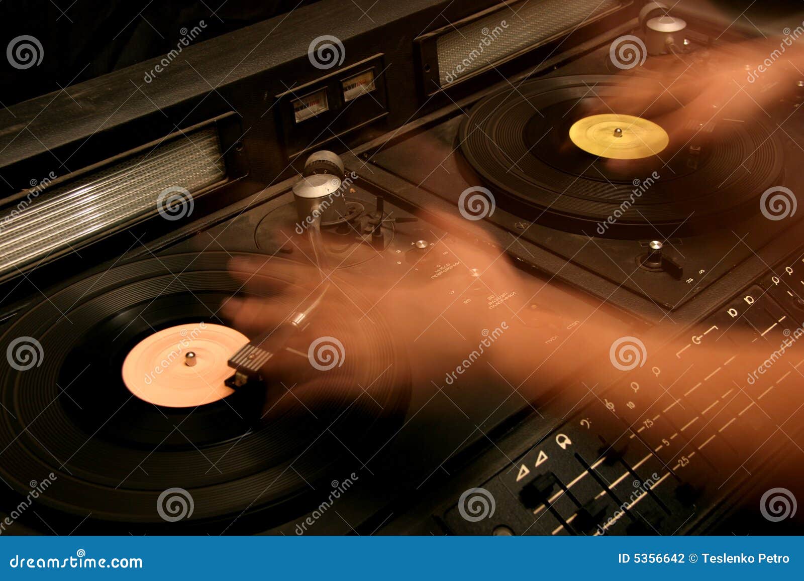 Retro dj s mixer stock photo. Image of blurred, light 5356642