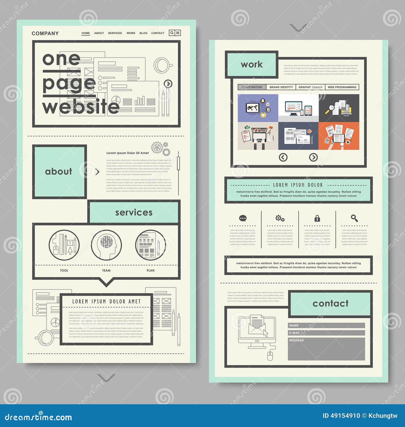 Retro Document Style One Page Website Design Stock Vector ...