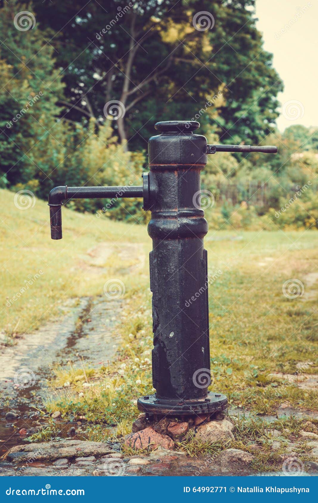 Retro Drinking Water Fountain with Hand Pump . Stock Image Image of