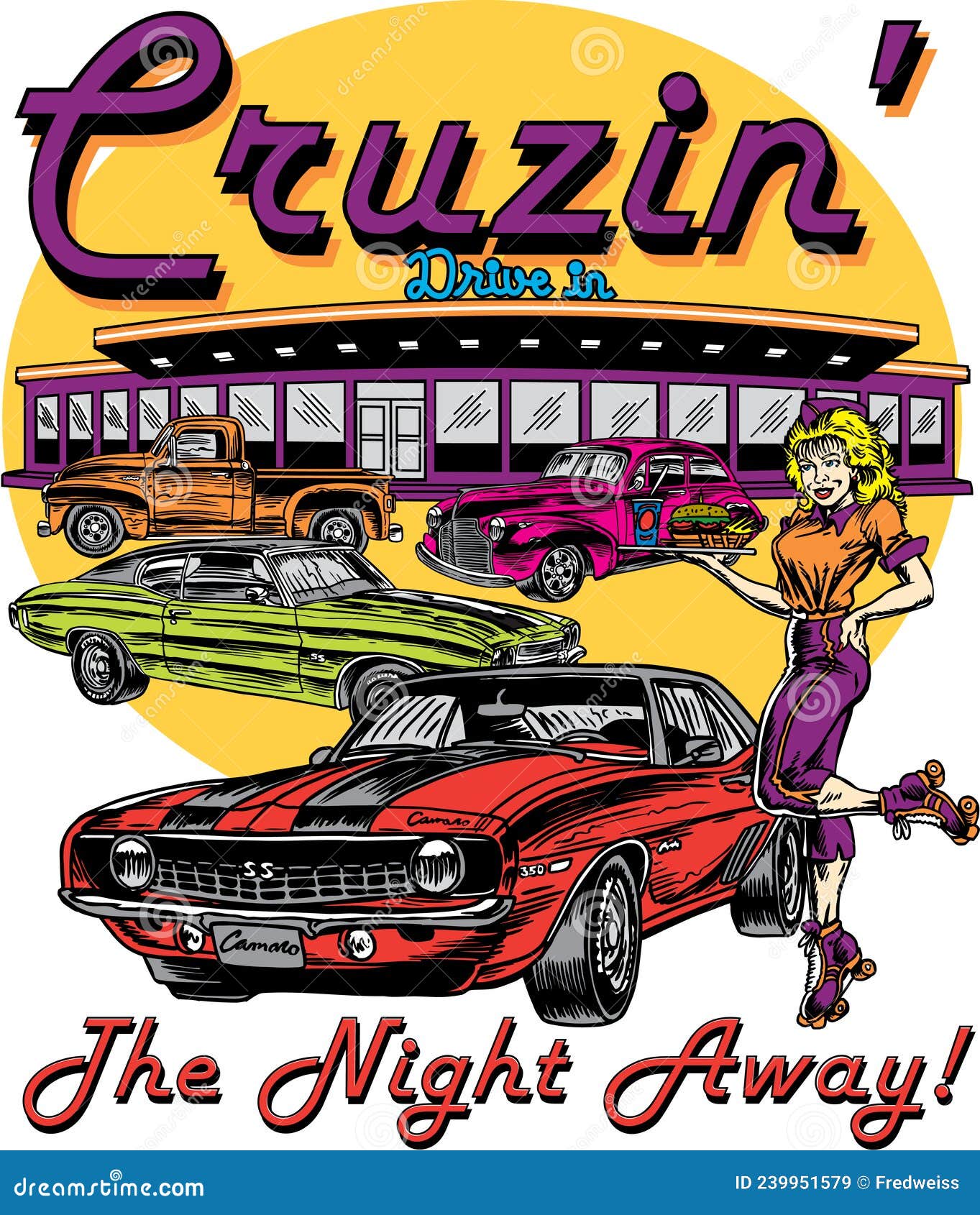 Retro Drive in Vector Illustration Stock Vector - Illustration of retro