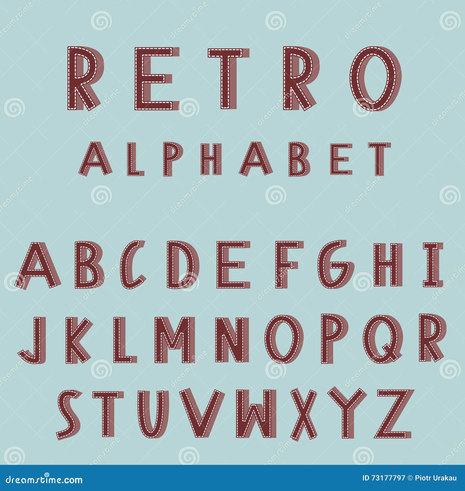 Retro Embroidered Alphabet Vector Font 73177797