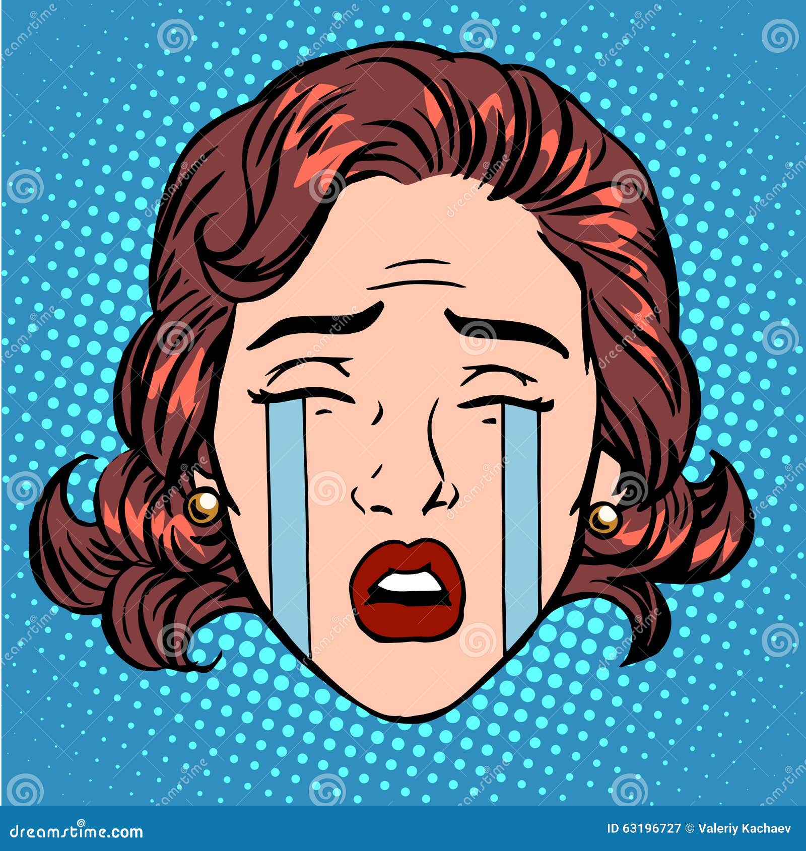 retro emoji tears crying sorrow woman face