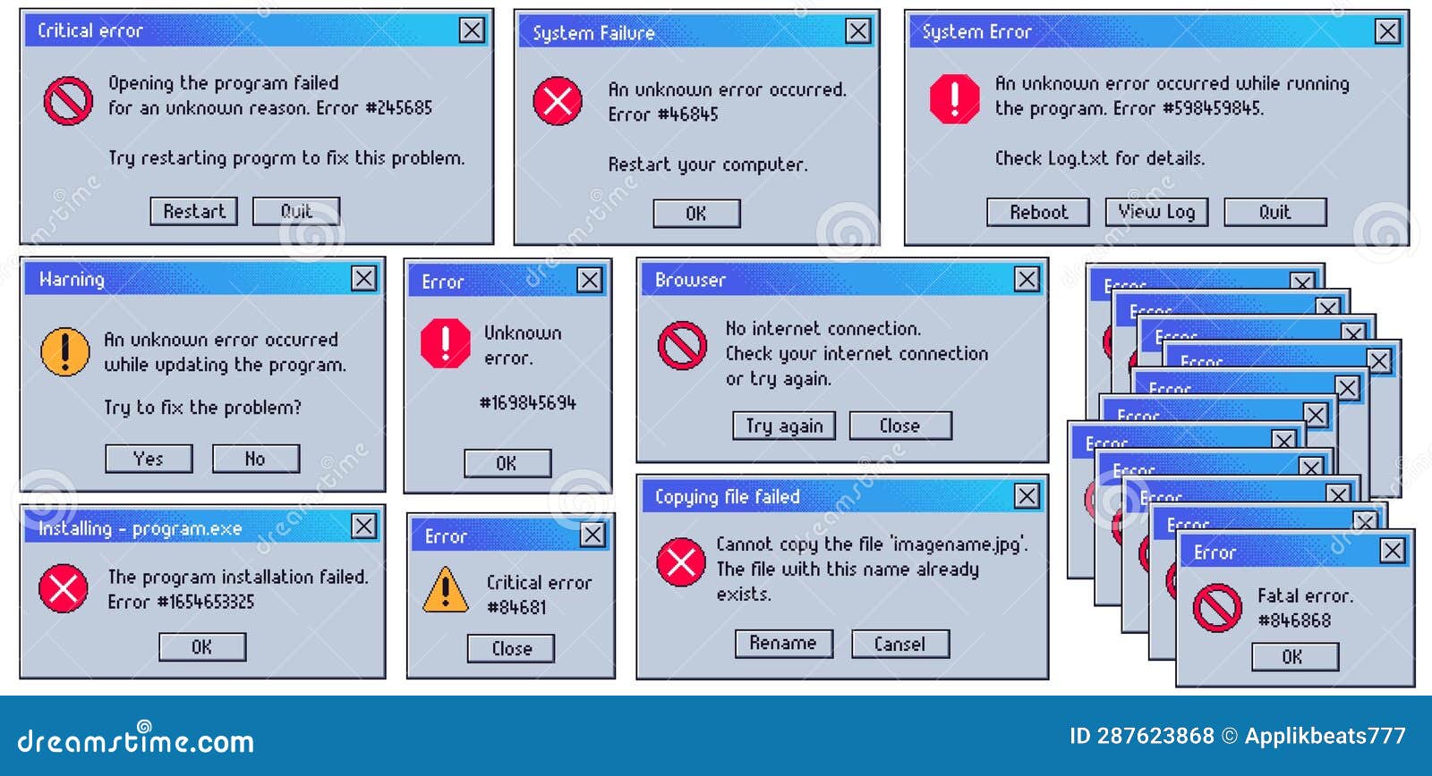 Retro Error Message. Old User Interface System Failure Window, Fatal ...