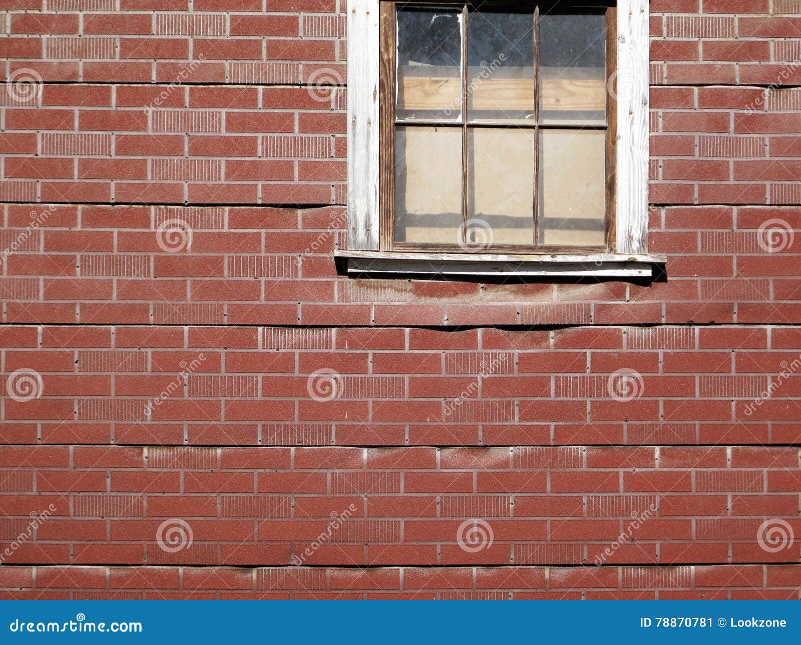 retro faux brick wall with window.