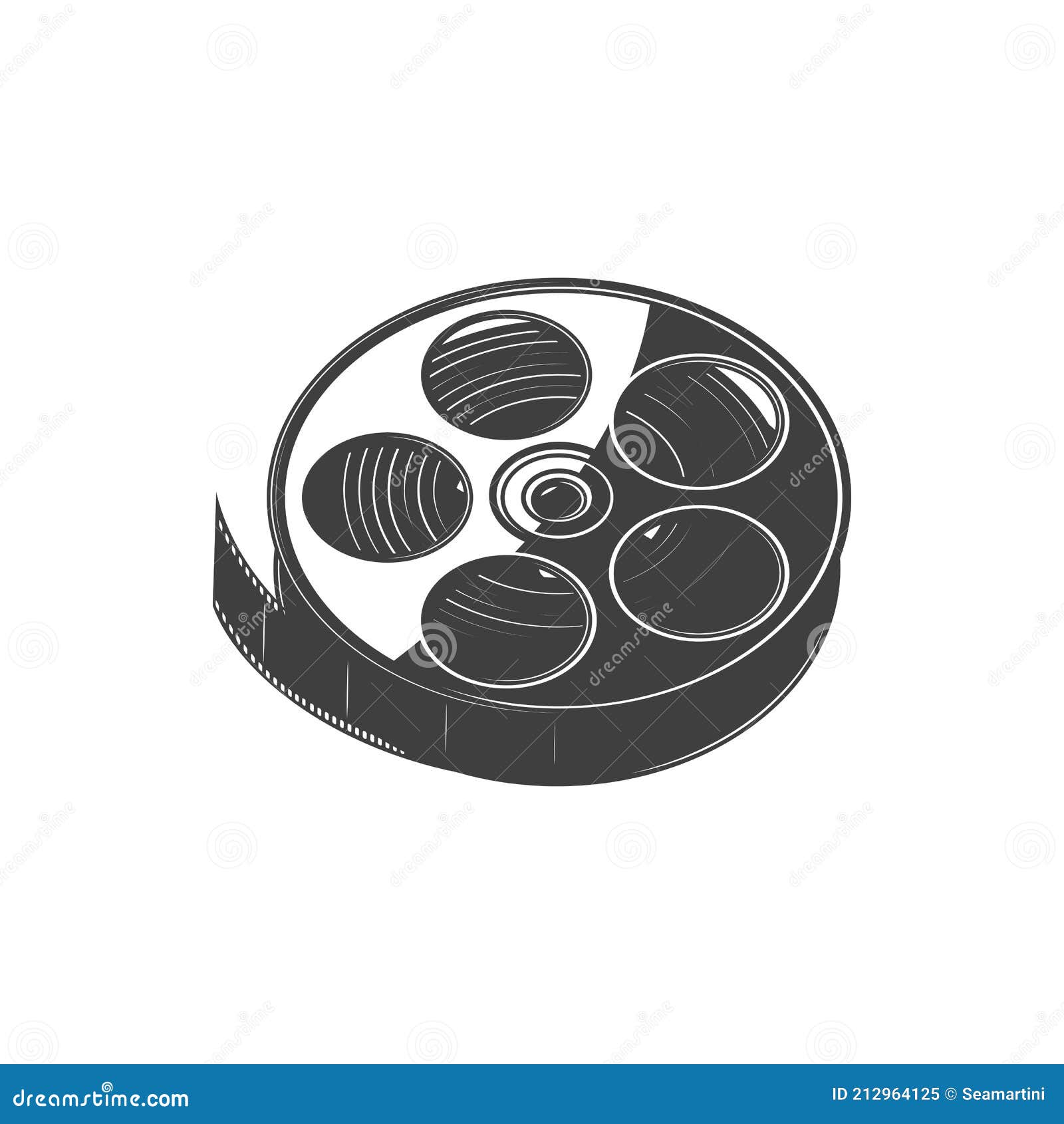 Retro Film Reel Isolate Multimedia Video Tape Icon Stock Vector