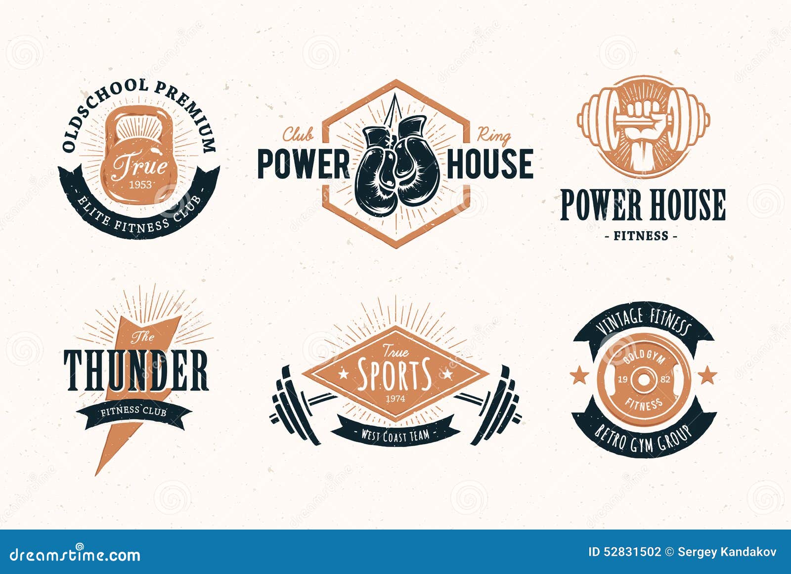 Download Retro Fitness Emblems stock vector. Illustration of graphic - 52831502