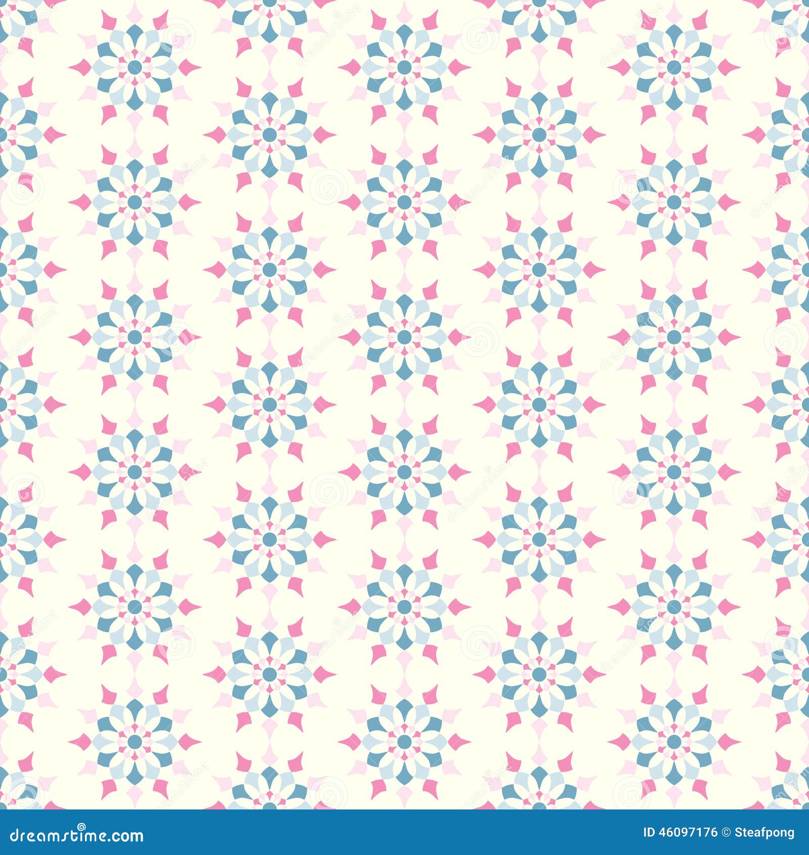 Retro Flower And Circle Seamless Pattern On Pastel Background Stock ...