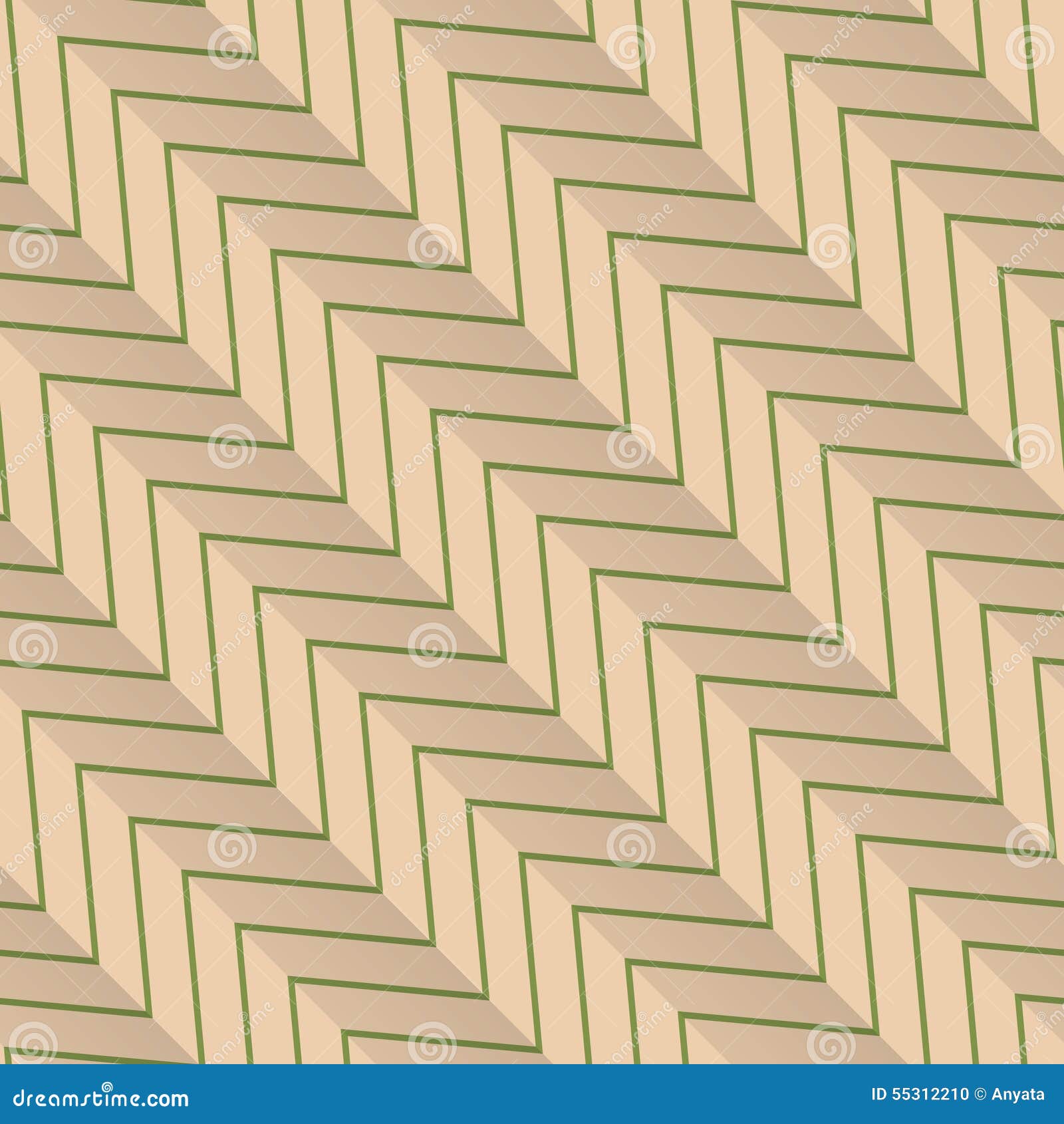Retro Fold Green Diagonal Striped Zigzag Illustration