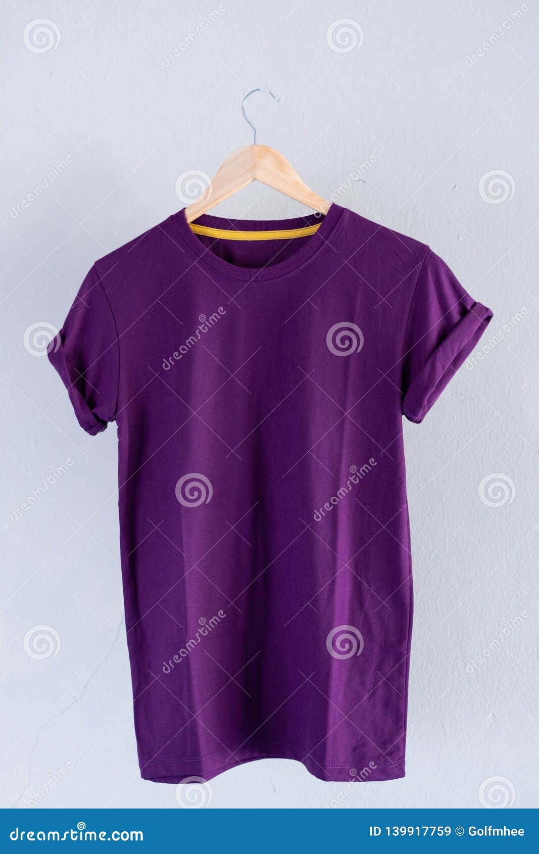 Retro Fold Purple Cotton T-Shirt Clothes Mock Up Template on Grunge ...