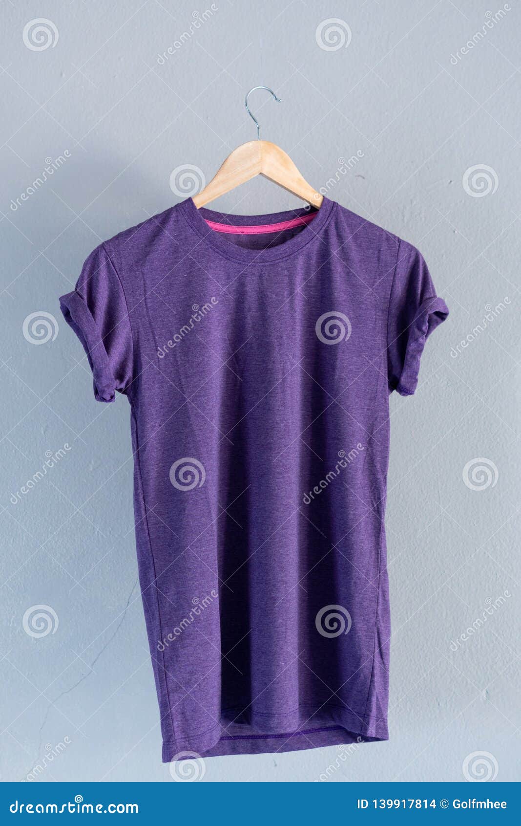 Retro Fold Purple Cotton T-Shirt Clothes Mock Up Template on Grunge ...