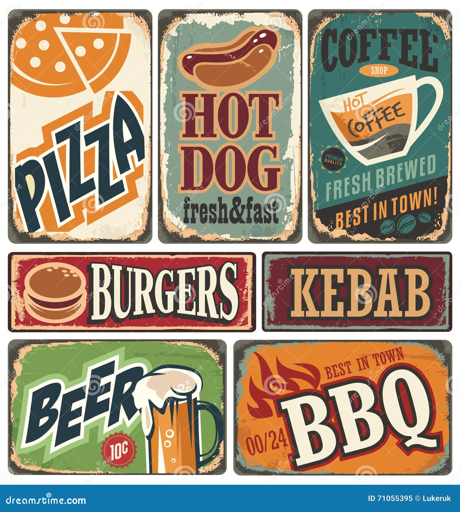 Retro Food Posters And Design Elements Stock Vector - Illustration Of  Decoration, Food: 71055395