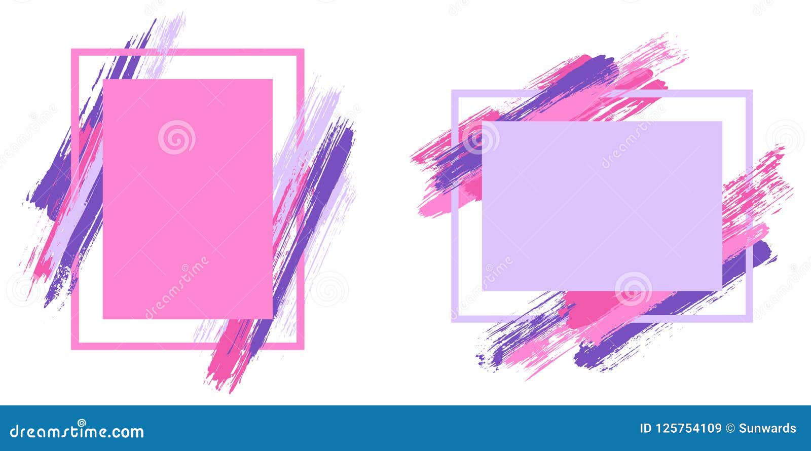 Retro Frames with Paint Brush Strokes Vector Collection. Stock Vector