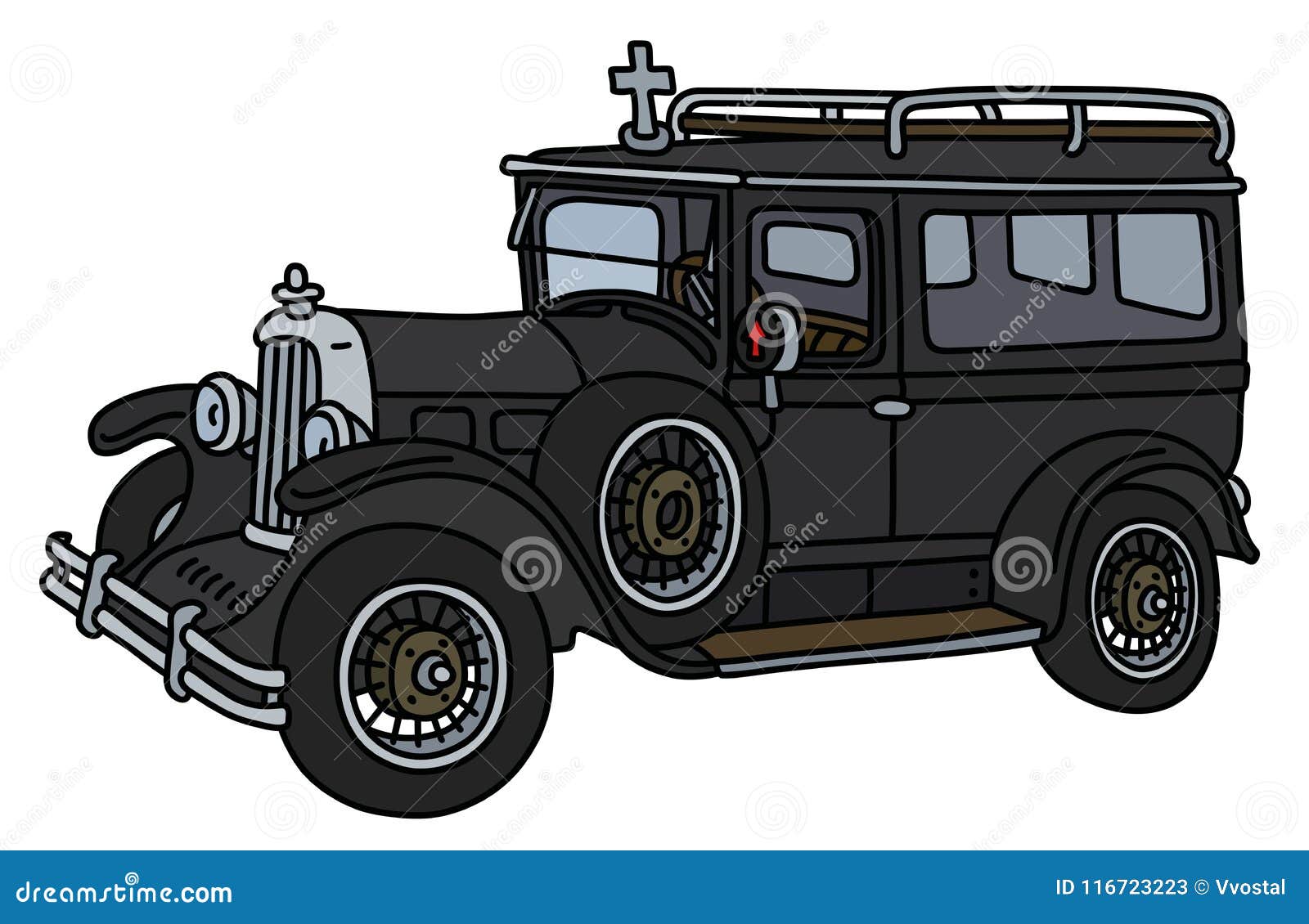 The retro funeral car stock vector. Illustration of cementery 116723223