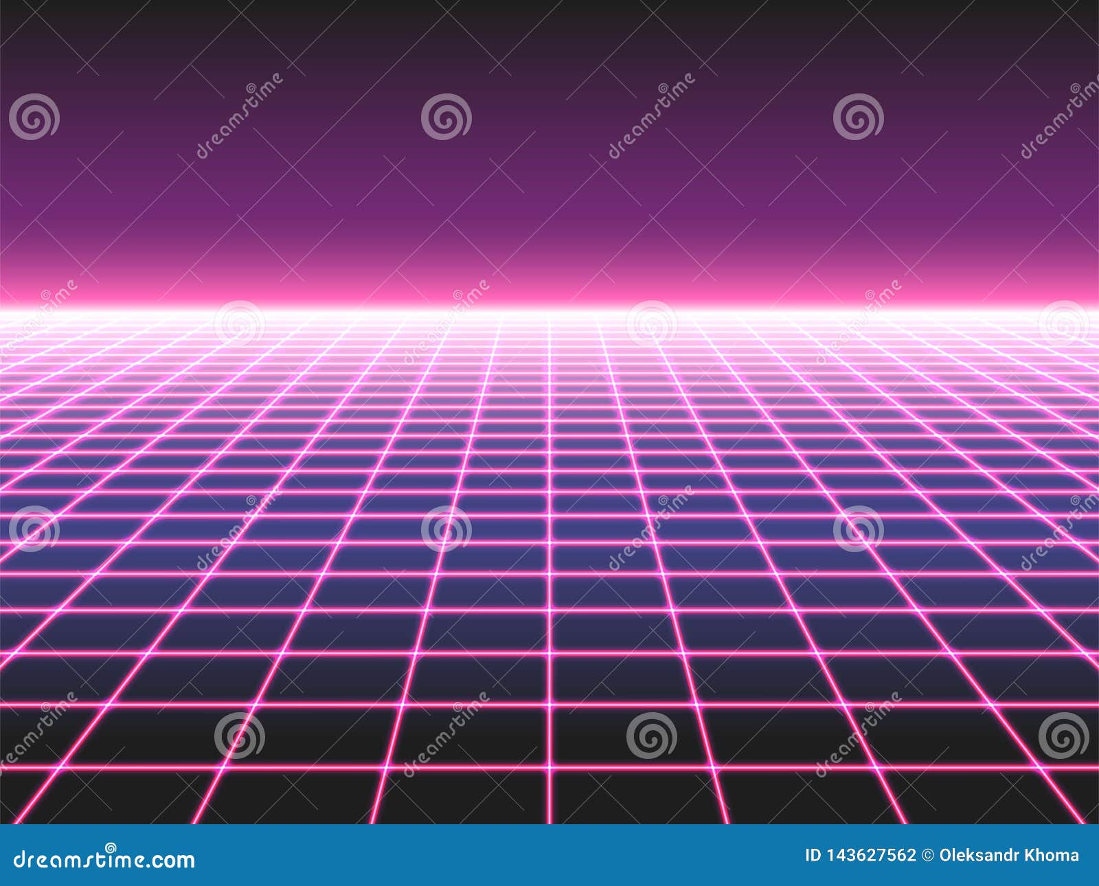 retro futuristic neon grid background, 80s  perspective distorted plane landscape composed of crossed neon lights or laser