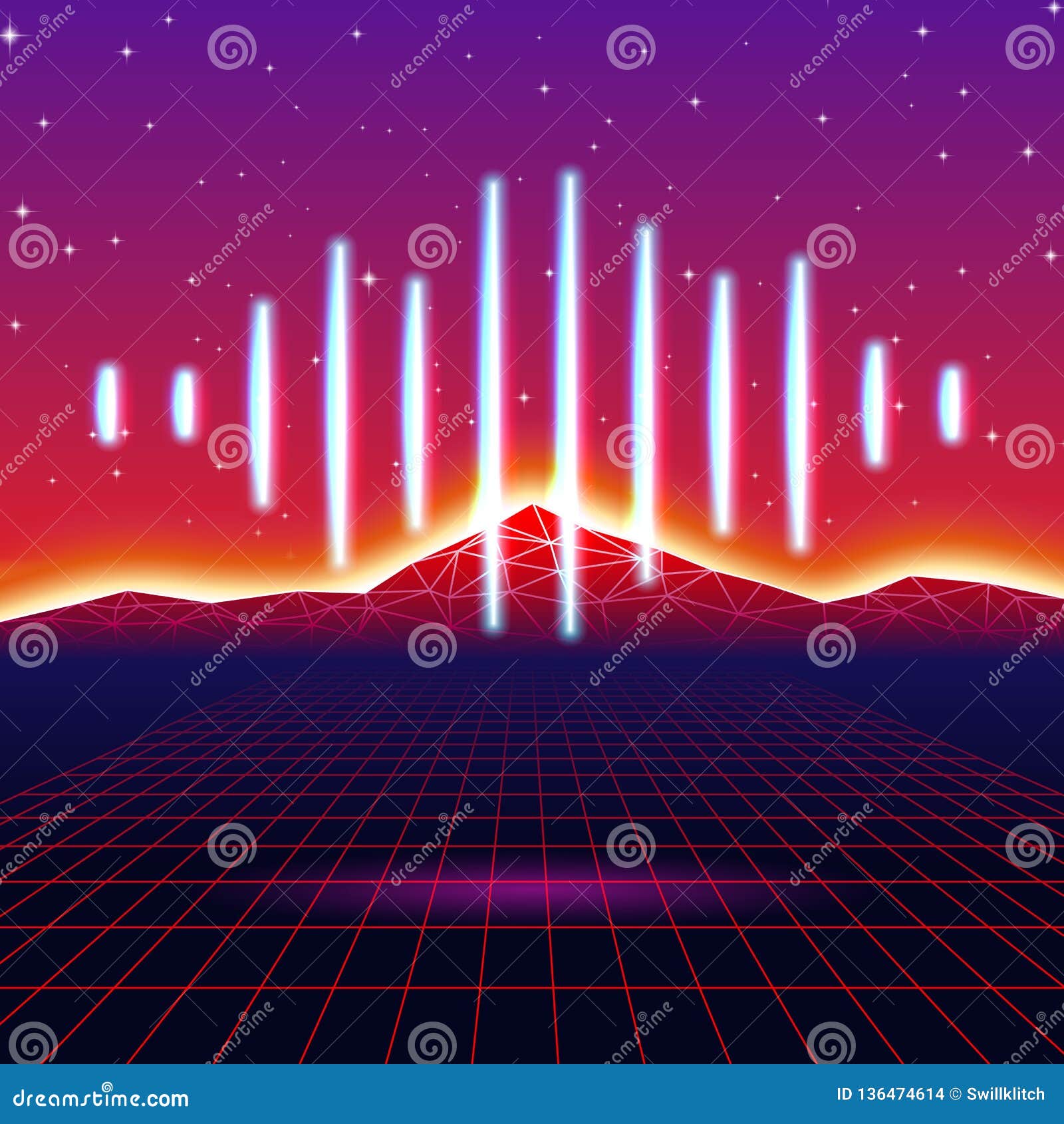 Retro Gaming Neon Background with Shiny Music Wave Stock Vector -  Illustration of game, geometric: 136474614