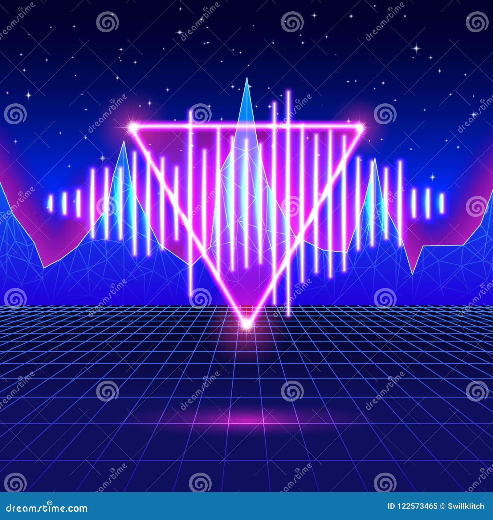 Retro Gaming Neon Background with Shiny Music Wave Stock Vector -  Illustration of game, laser: 122573465