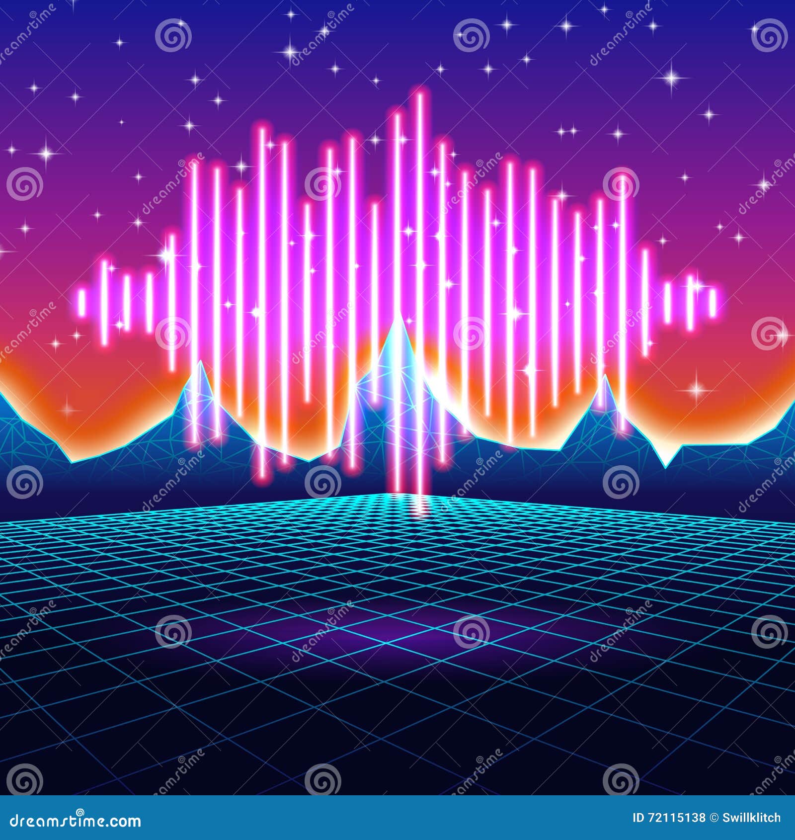 Retro Gaming Neon Background with Shiny Music Wave Stock Vector -  Illustration of card, electro: 72115138