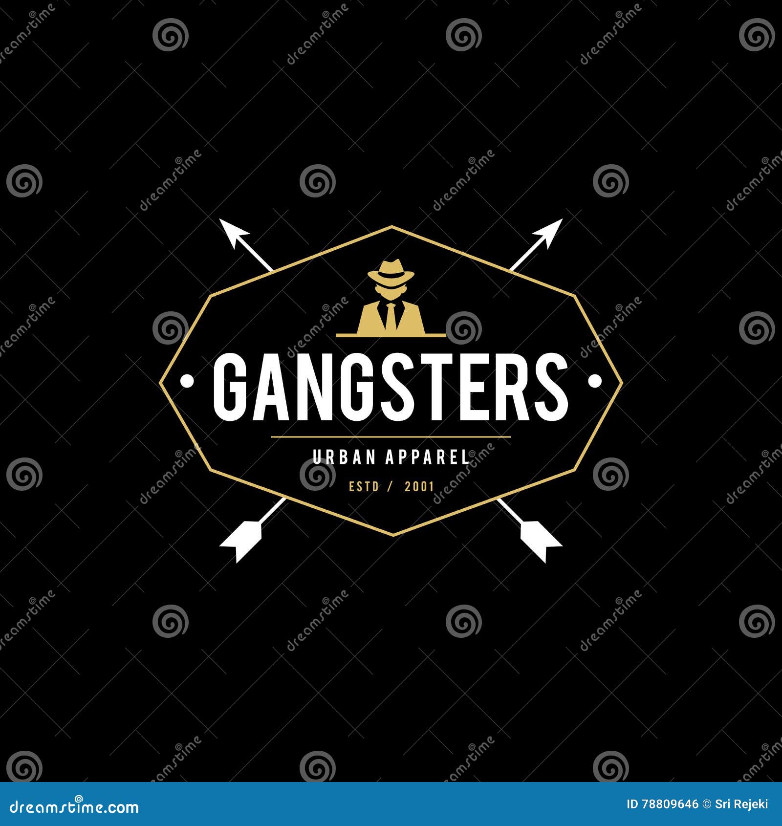 Retro Gangsters and Mafia Themed. Man in Black Suit. Vector ...