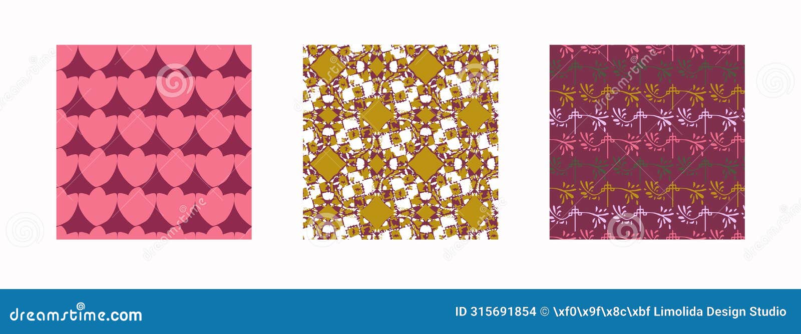 retro geo botanical  pattern collection in elegant style. luxury print textur for beautiful feminine wallpaper